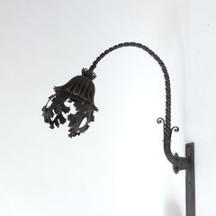 Alessandro Mazzucotelli Art Nouveau Wrought Iron Wall Lamp, Italy 1920s
