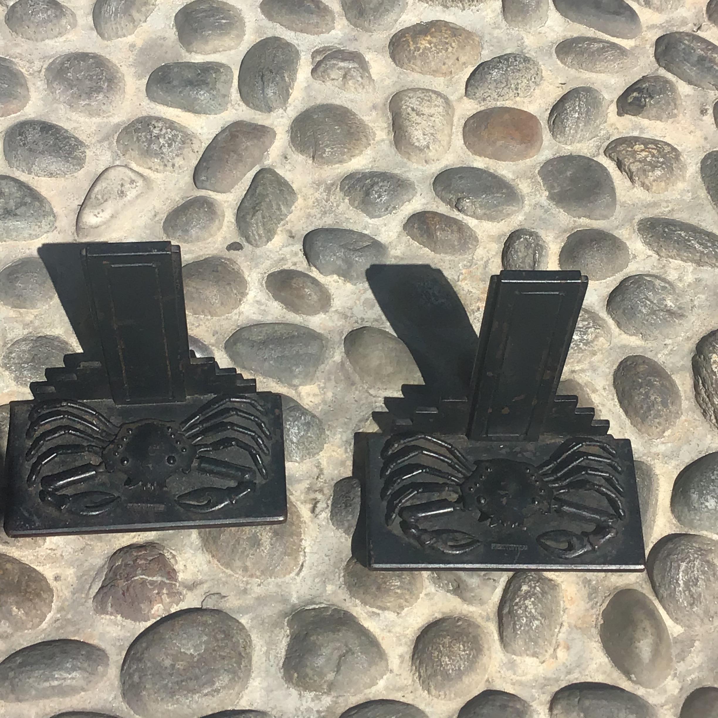 Alessandro Mazzucotelli Bookends Wrought Iron 1910 Italy For Sale 1