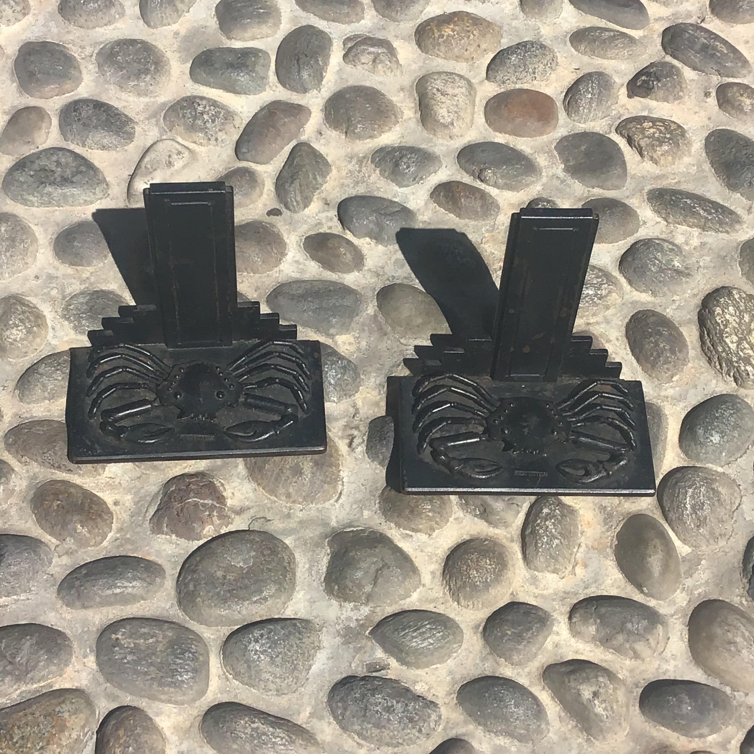 Alessandro Mazzucotelli Bookends Wrought Iron 1910 Italy For Sale 2