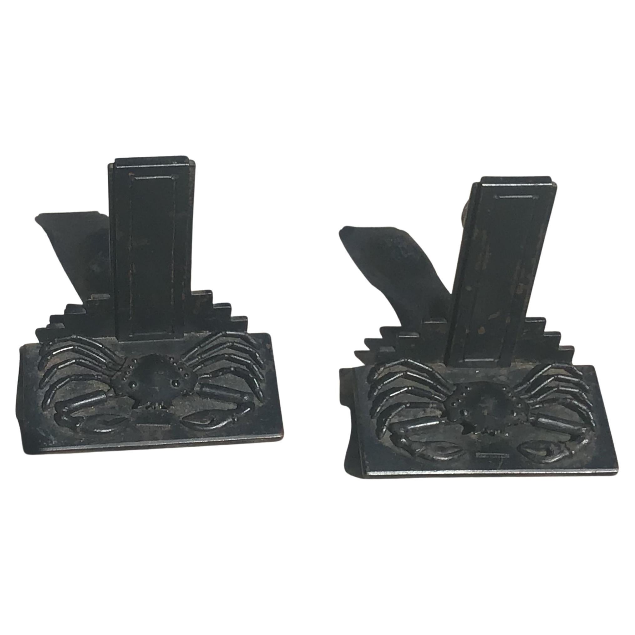 Alessandro Mazzucotelli Bookends Wrought Iron 1910 Italy For Sale