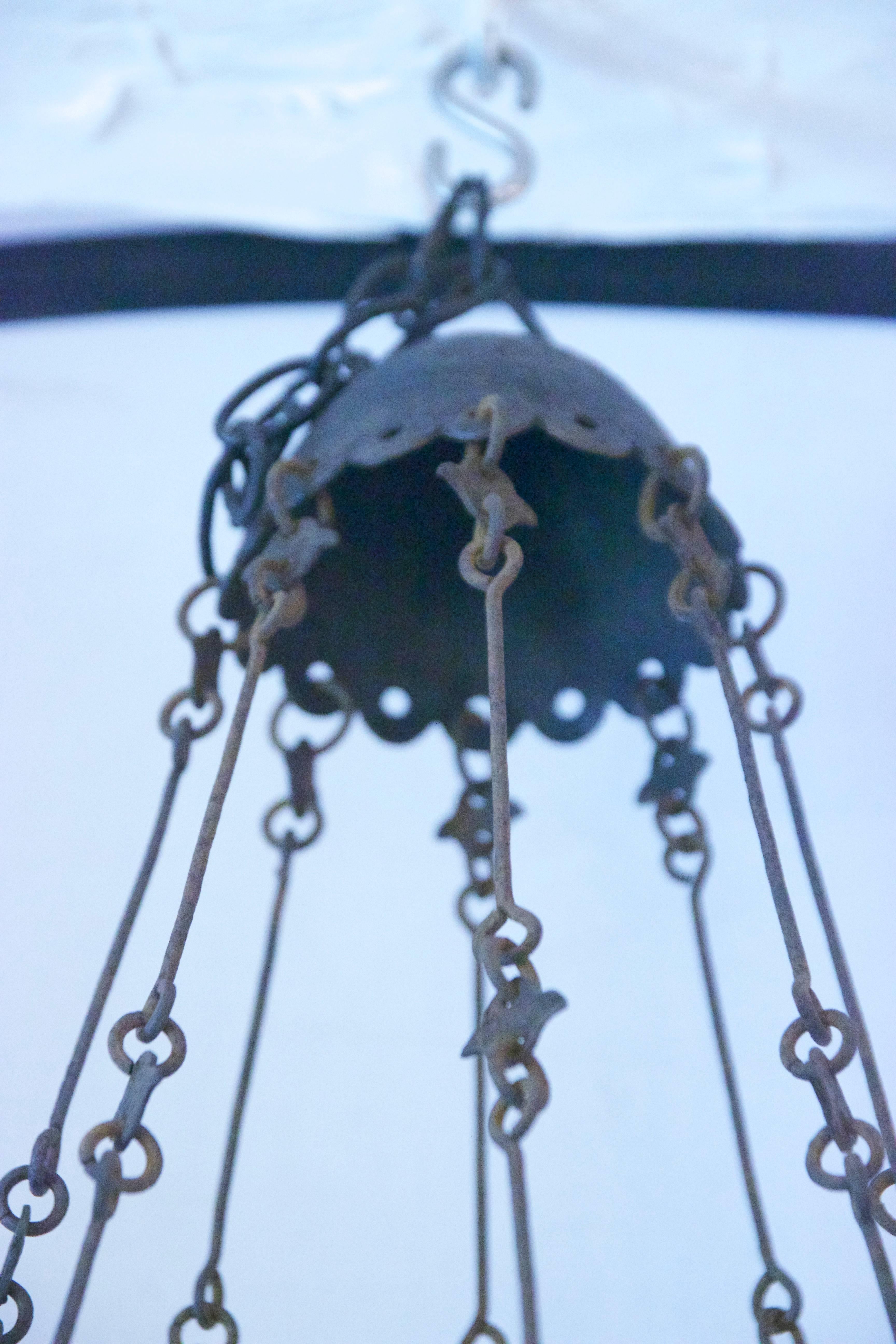 Alessandro Mazzucotelli Luster, Iron, Signed, circa 1900, Italy In Good Condition For Sale In Nice, Cote d' Azur