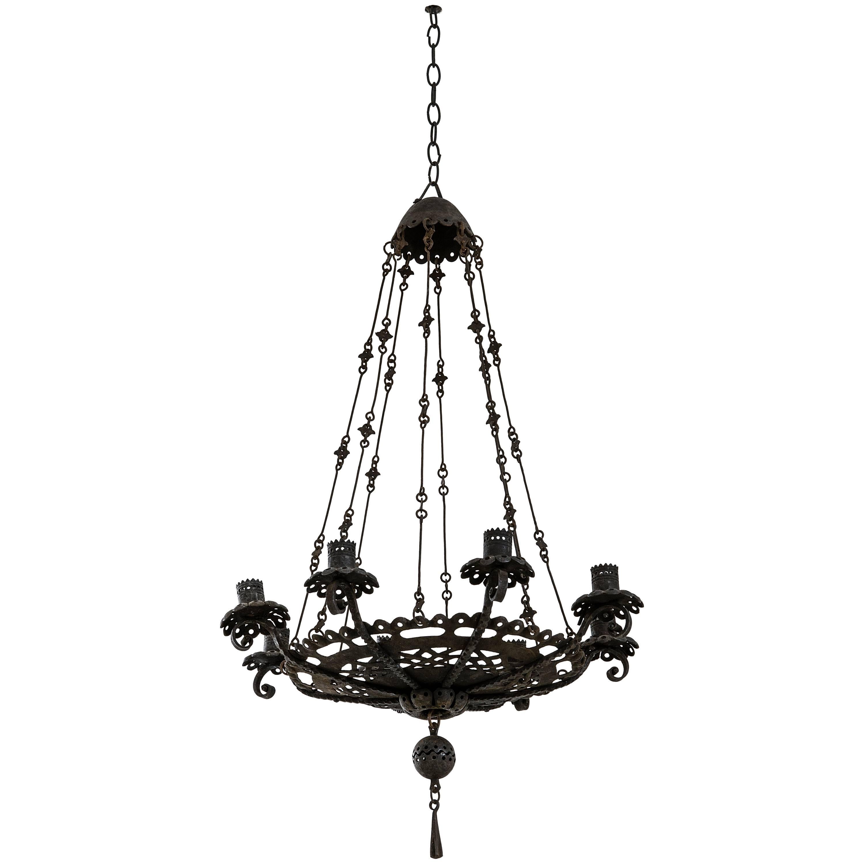 Alessandro Mazzucotelli Luster, Iron, Signed, circa 1900, Italy For Sale