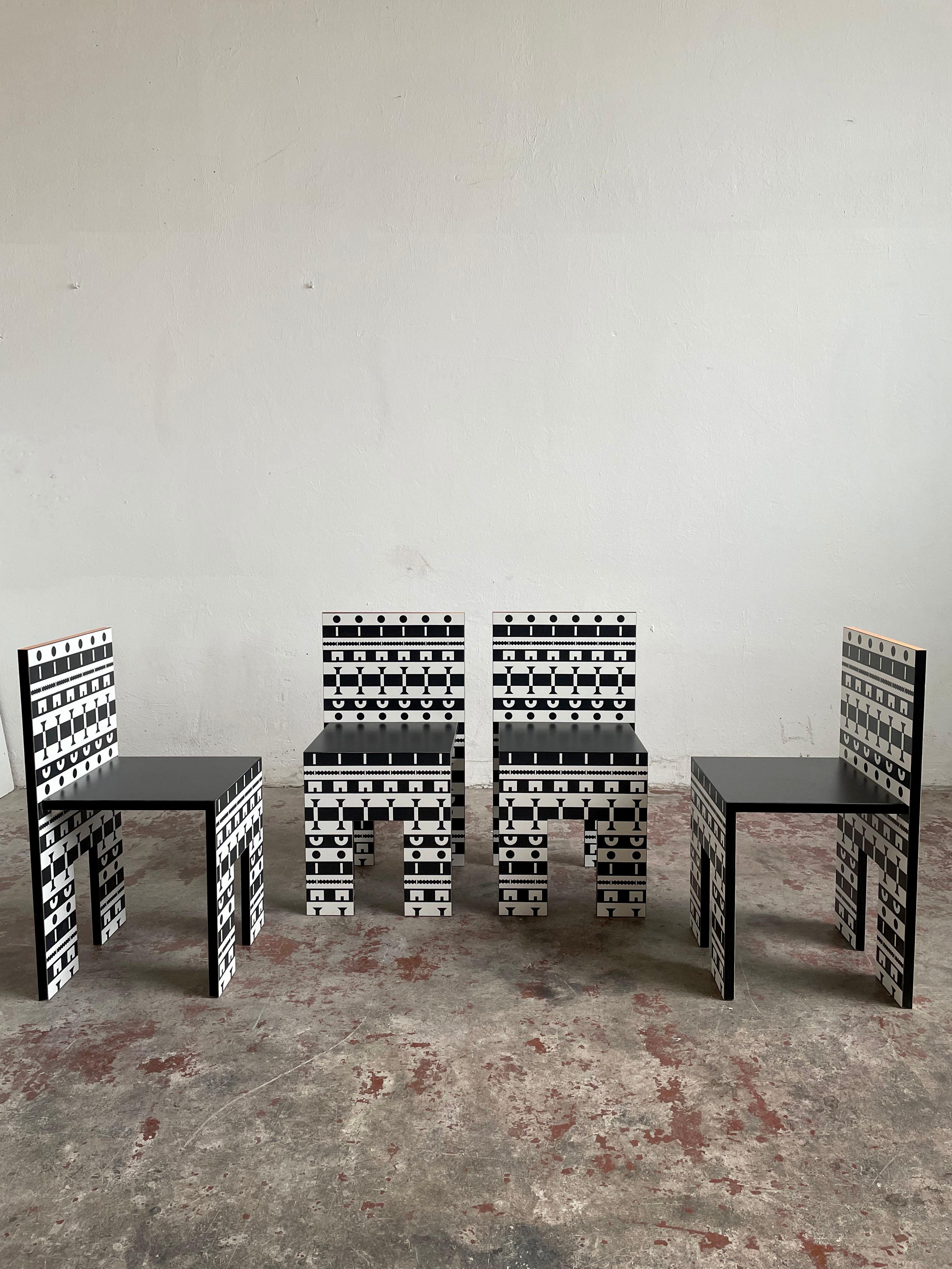 Laminated Alessandro Mendini and A. Guerriero, Table and Chairs 'Ollo', Studio Alchimia