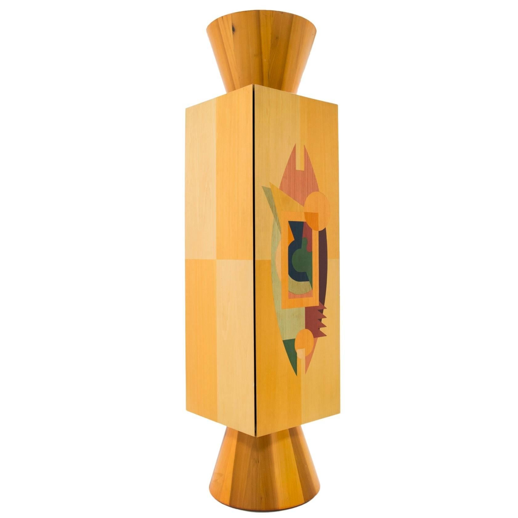 Alessandro Mendini, "Colonna Ollo" Cabinet in Wood, Italy, circa 1980