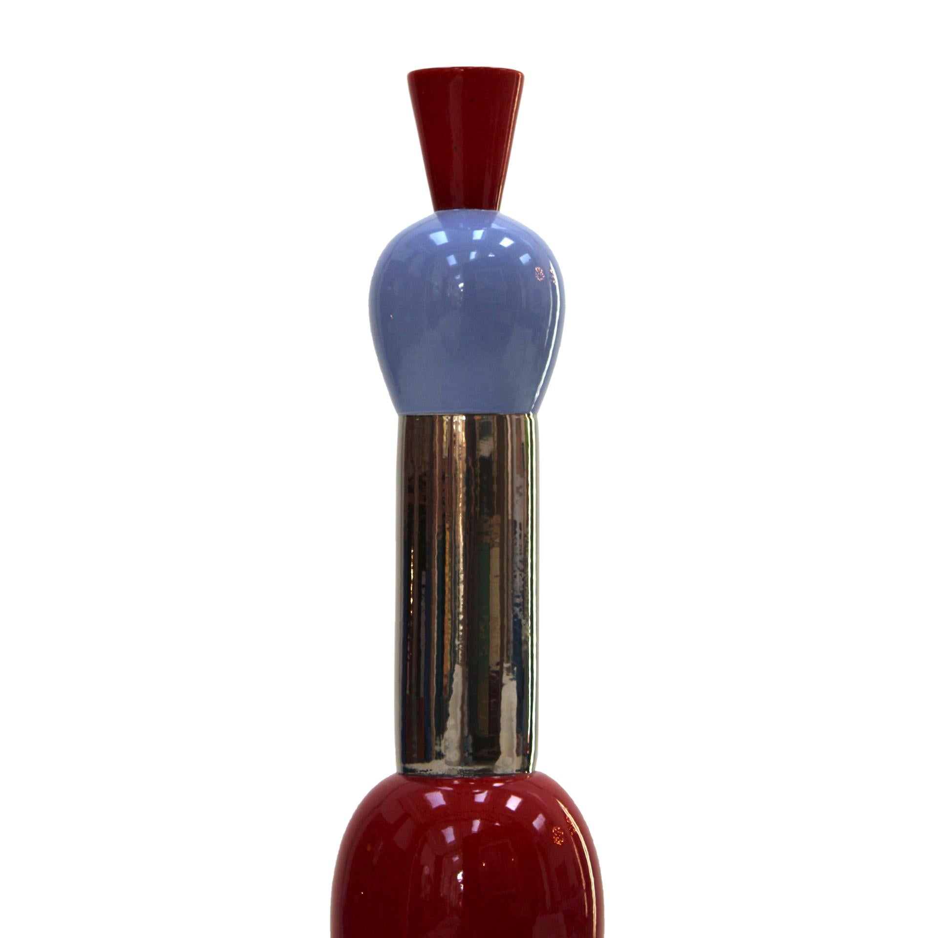 Zeitgenössisches rotes, gelbes und blaues italienisches Totem aus Keramik von Alessandro Mendini (Moderne) im Angebot