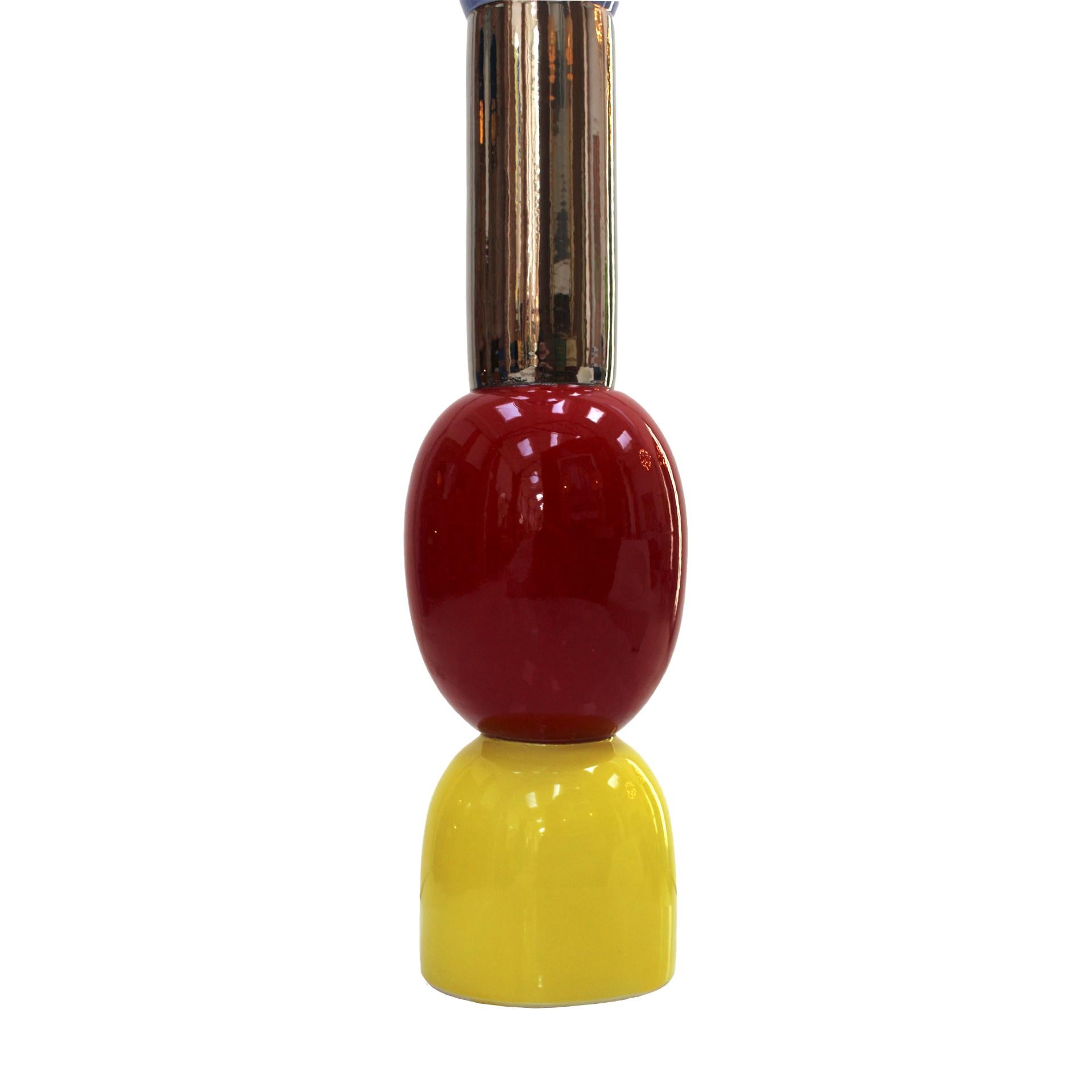Alessandro Mendini Contemporary Red, Yellow and Blue Ceramic Italian Totem In Good Condition For Sale In Ibiza, Spain