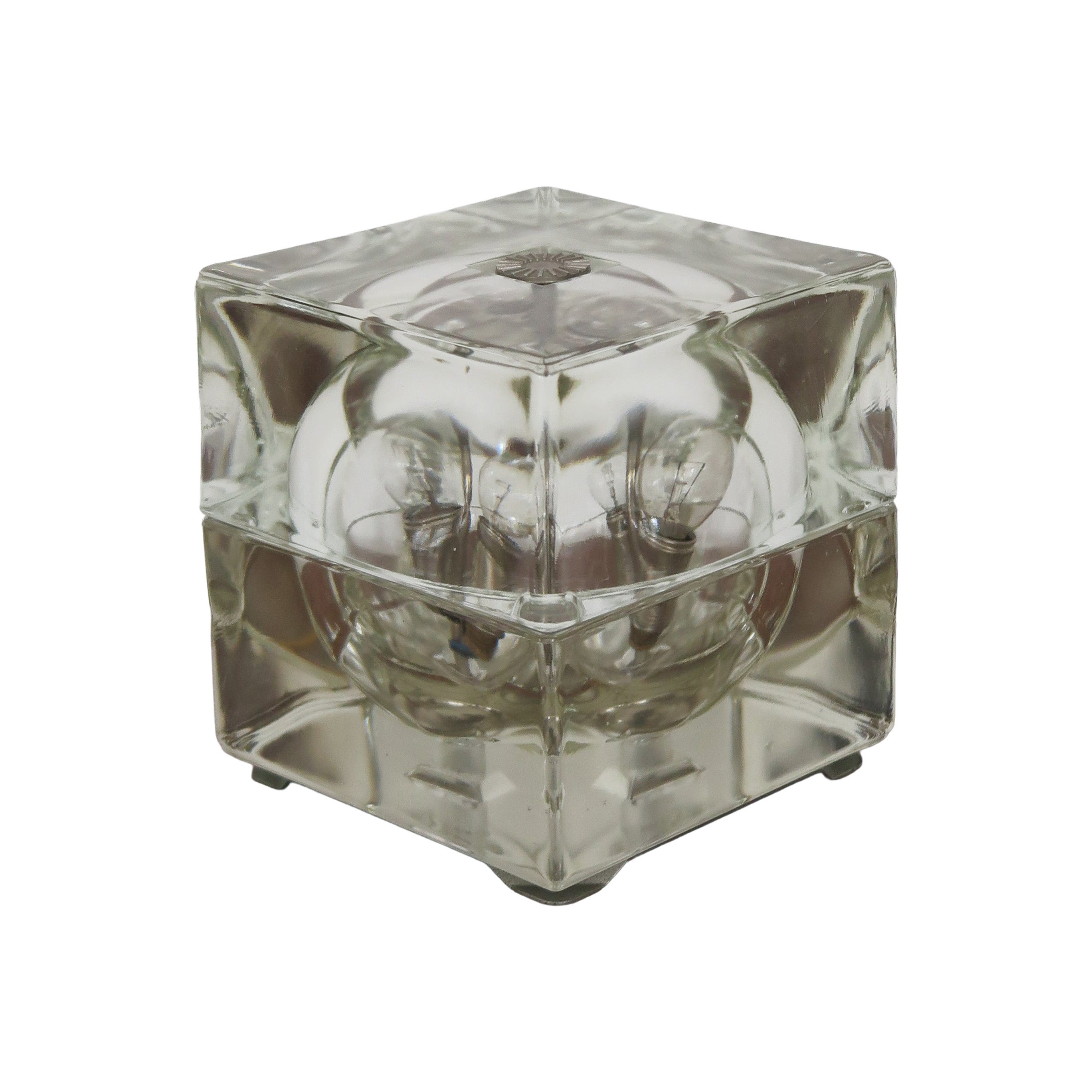 Alessandro Mendini "Cubosfera" Glass Table Lamo for Fidenza Vetraria, Italy 1960 For Sale