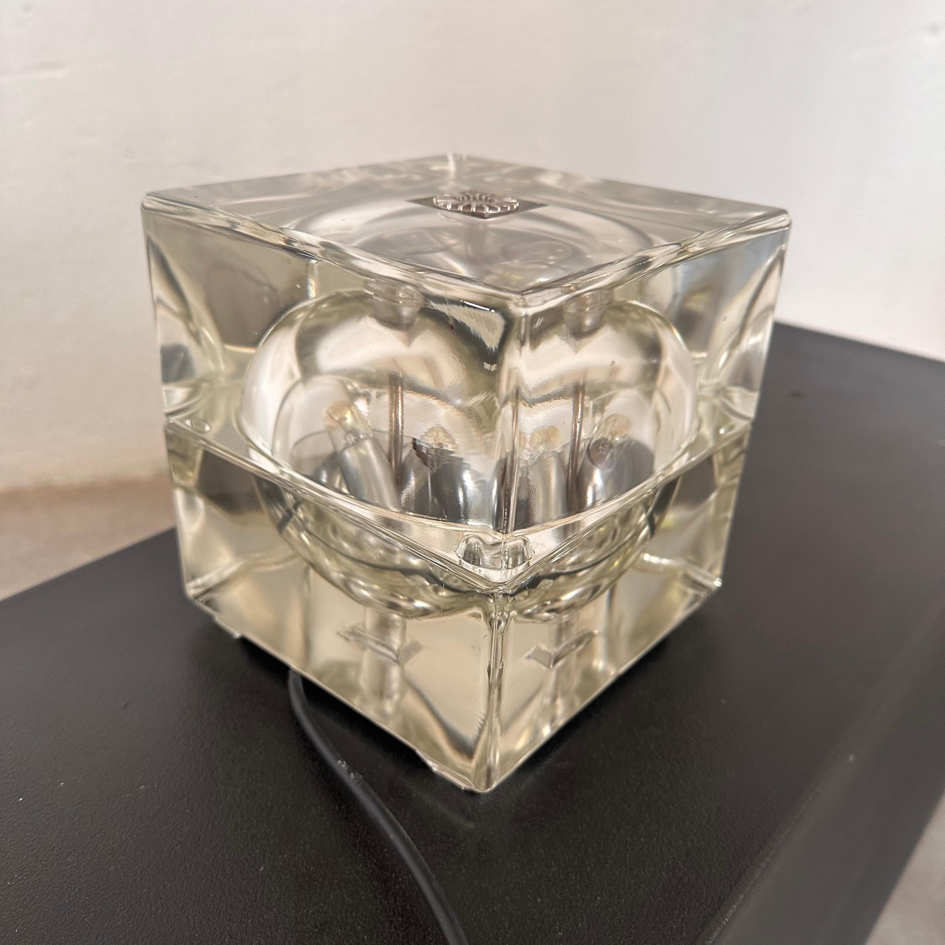 Mid-Century Modern Alessandro Mendini “Cubosfera” Table Lamp, Glass Brass, 1960s