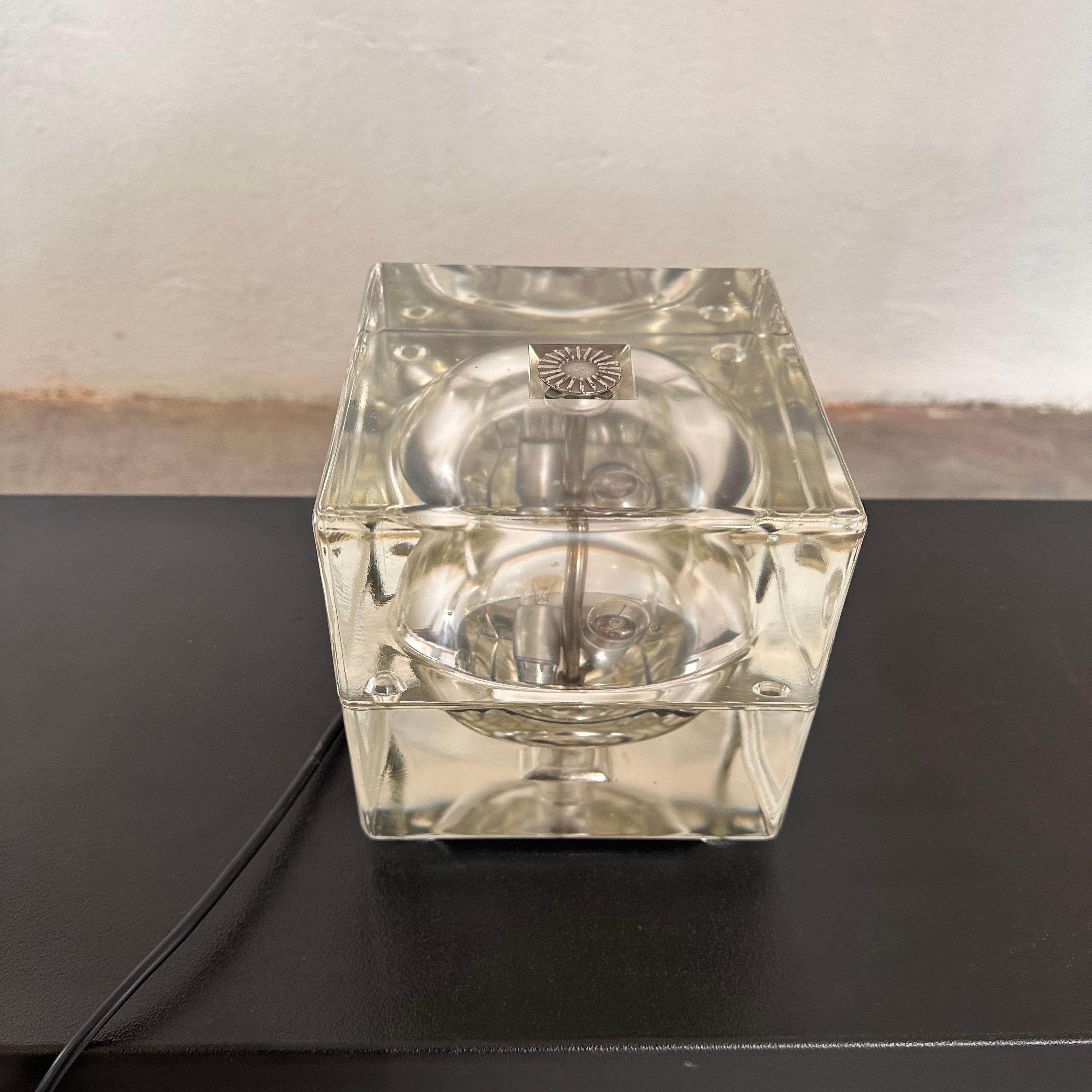 Italian Alessandro Mendini “Cubosfera” Table Lamp, Glass Brass, 1960s