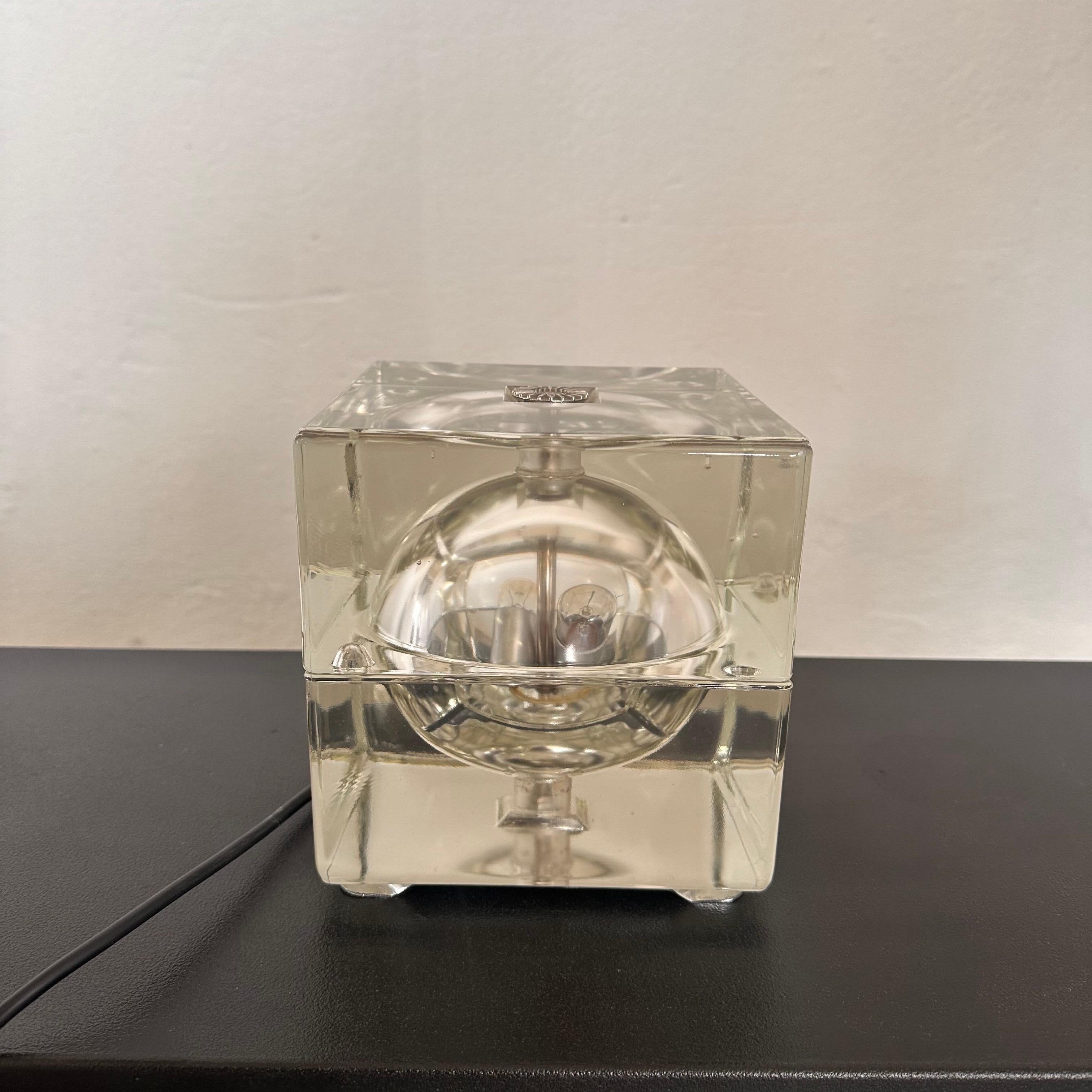 Alessandro Mendini “Cubosfera” Table Lamp, Glass Brass, 1960s