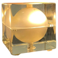 Alessandro Mendini “Cubosfera” Table Lamp, Glass Brass, 1960s