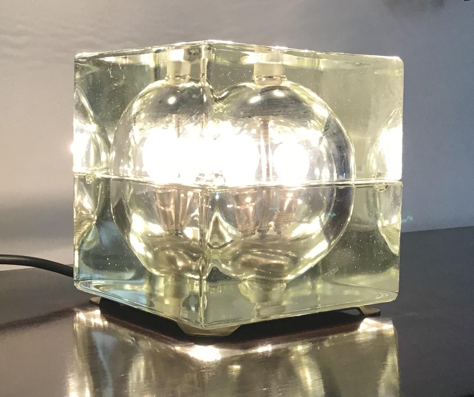Alessandro Mendini “Cubosfera” Table Lamp or Appliqués, Glass Brass, 1968 For Sale 5