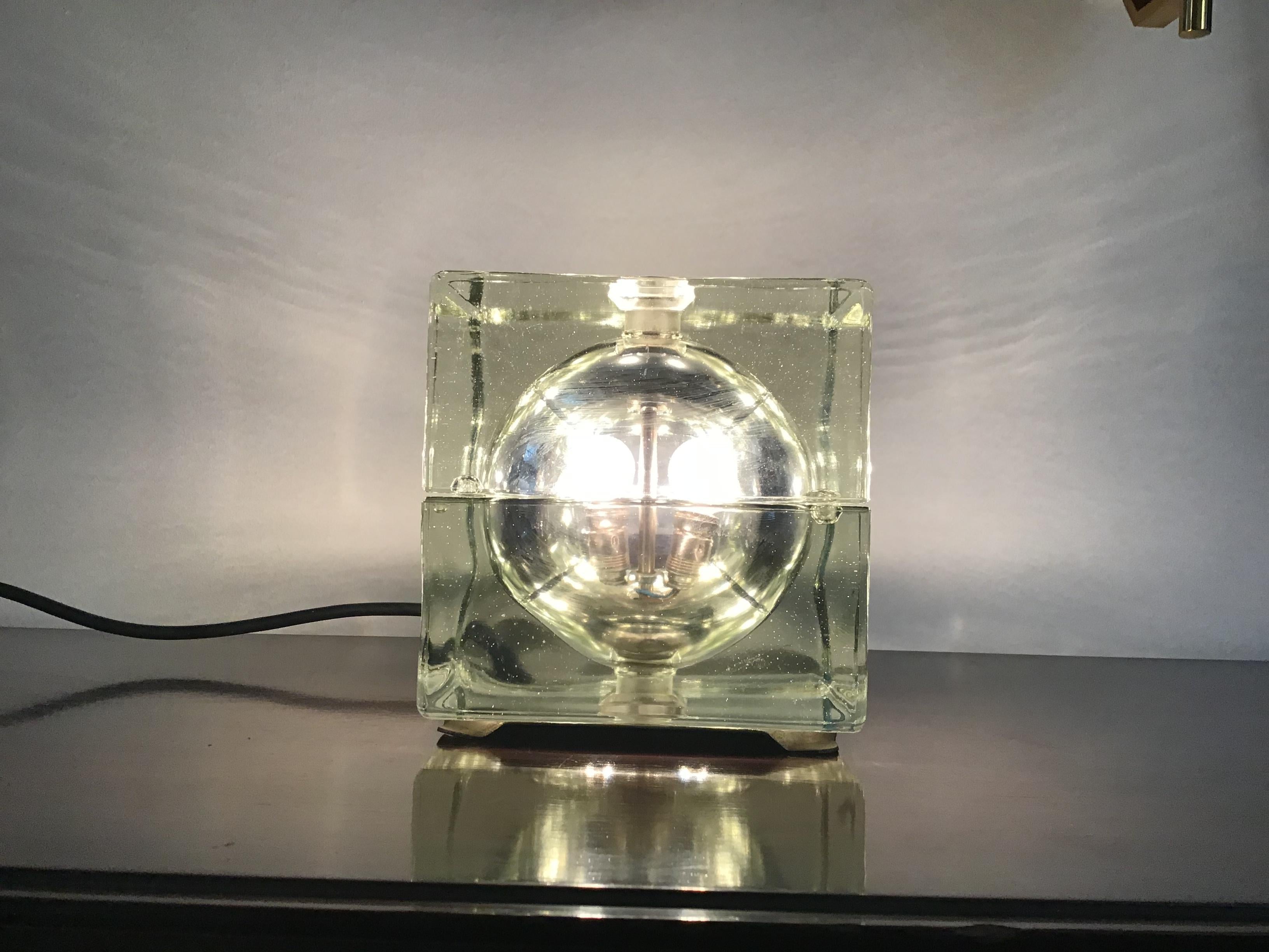 Alessandro Mendini “Cubosfera” Table Lamp or Appliqués, Glass Brass, 1968 For Sale 6