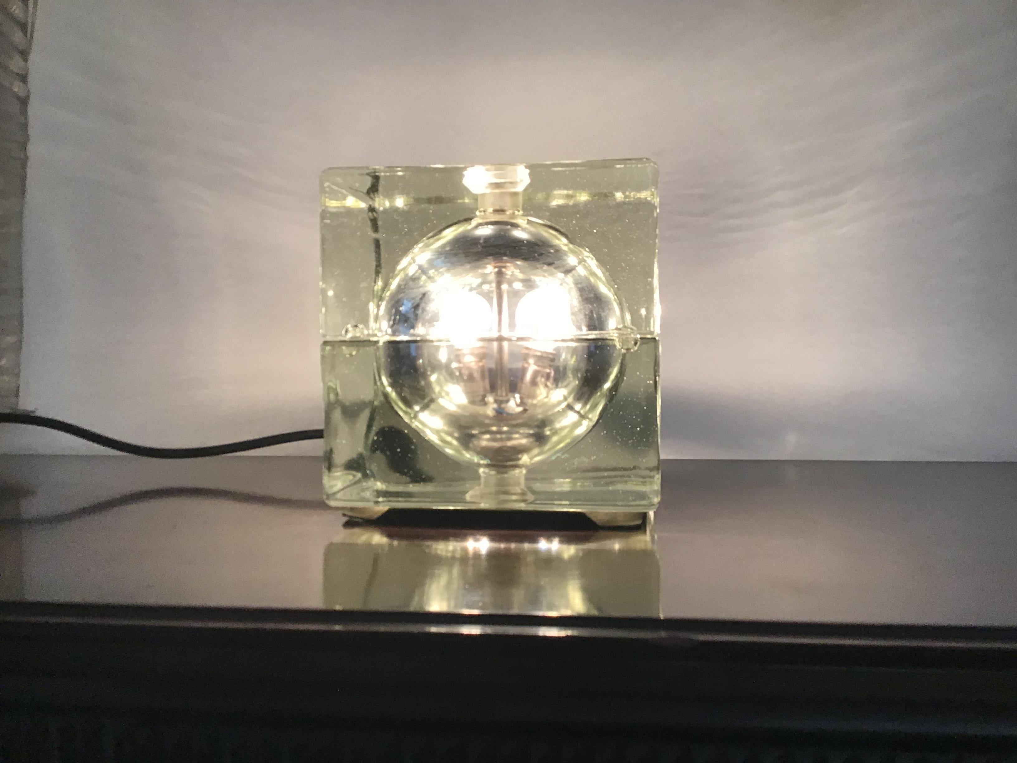 Alessandro Mendini “Cubosfera” Table Lamp or Appliqués, Glass Brass, 1968 For Sale 3