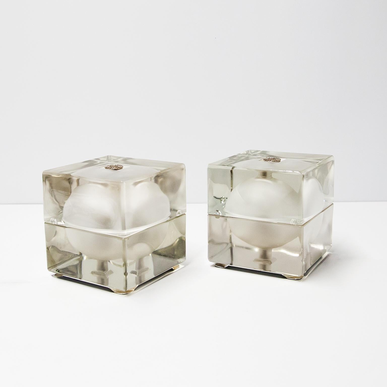 Mid-Century Modern Alessandro Mendini Cubosferra Table Lamp 1968 Set of Two
