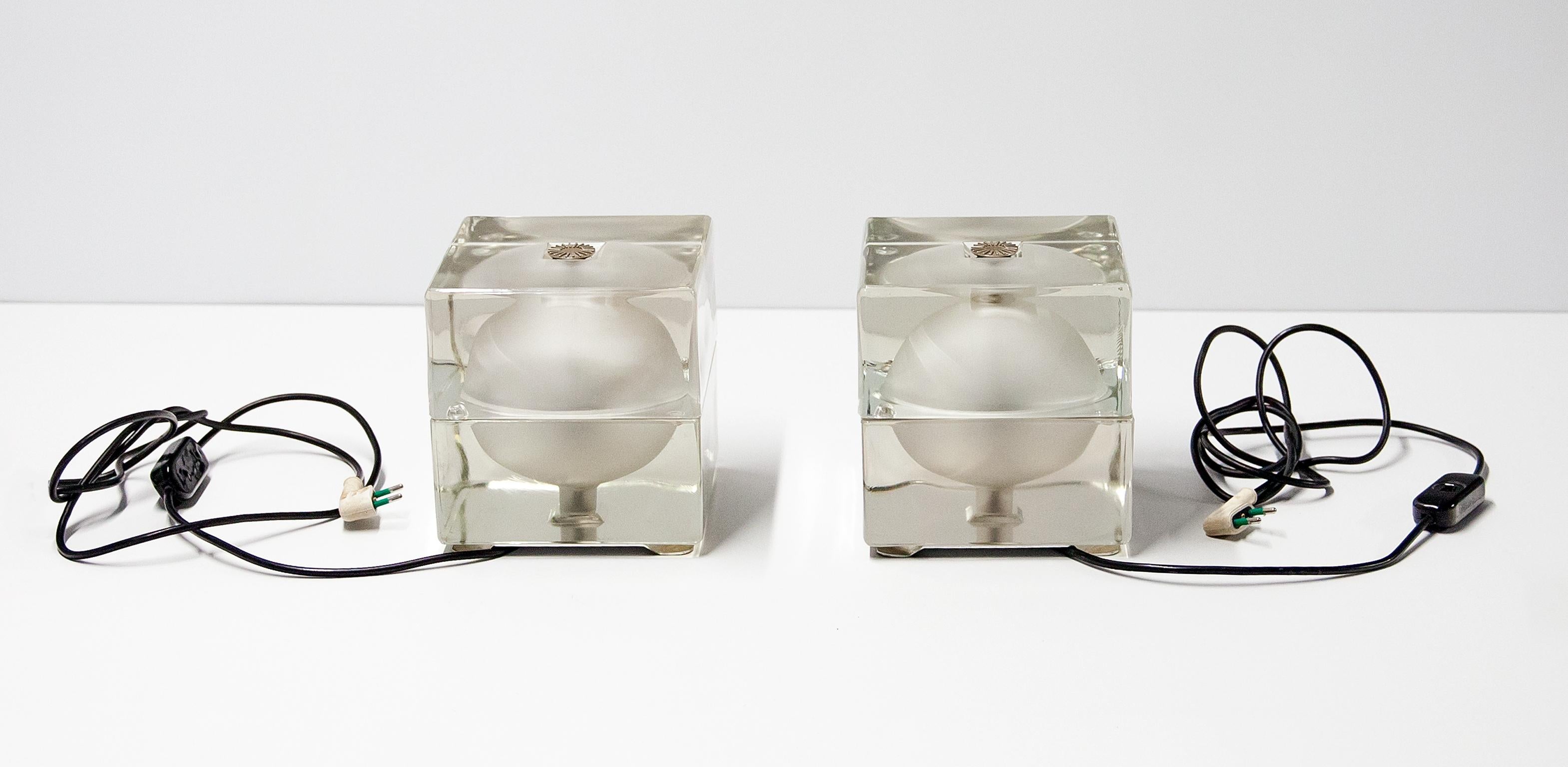 Mid-20th Century Alessandro Mendini Cubosferra Table Lamp 1968 Set of Two