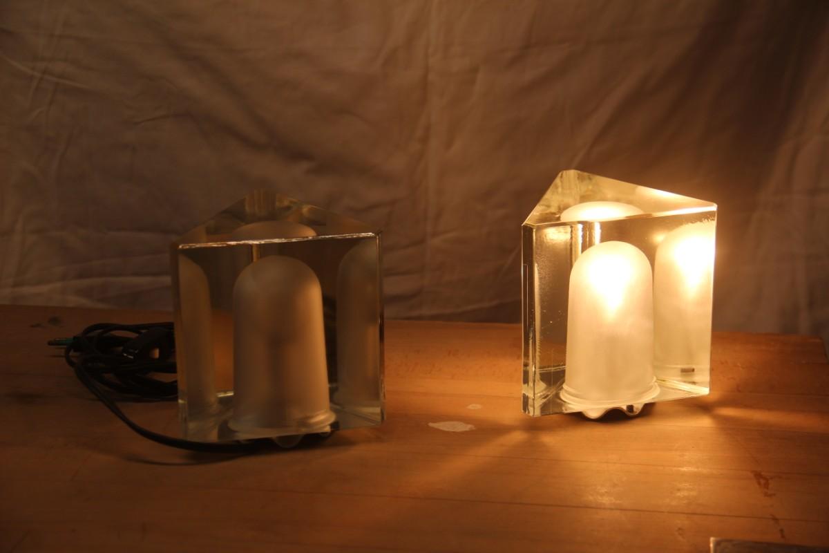 Alessandro Mendini for Fidenza Vetraria table lamp Italian design 1960s triangle.