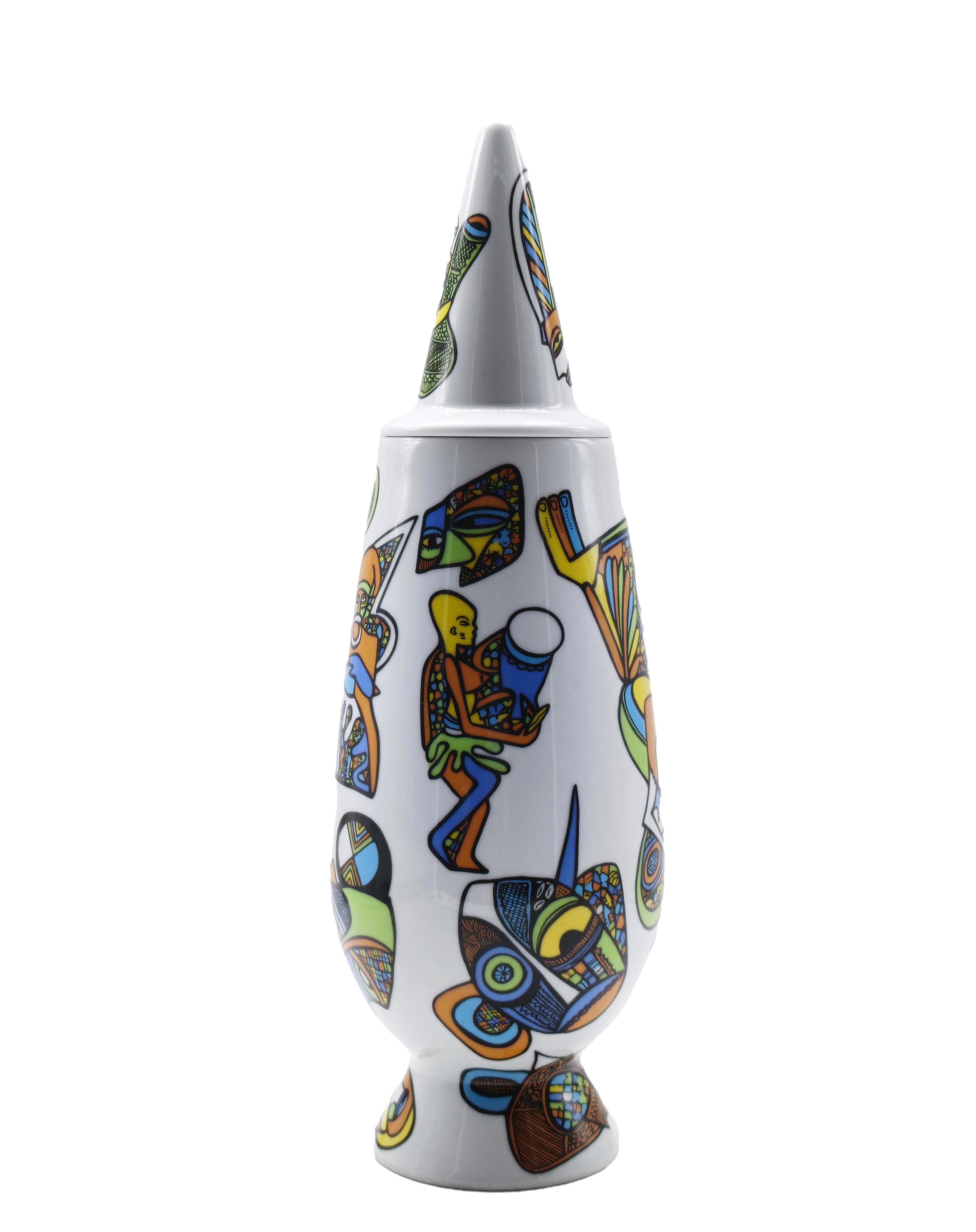Mid-Century moderno Alessandro Mendini per Alessi Vaso in Ceramica Serie 