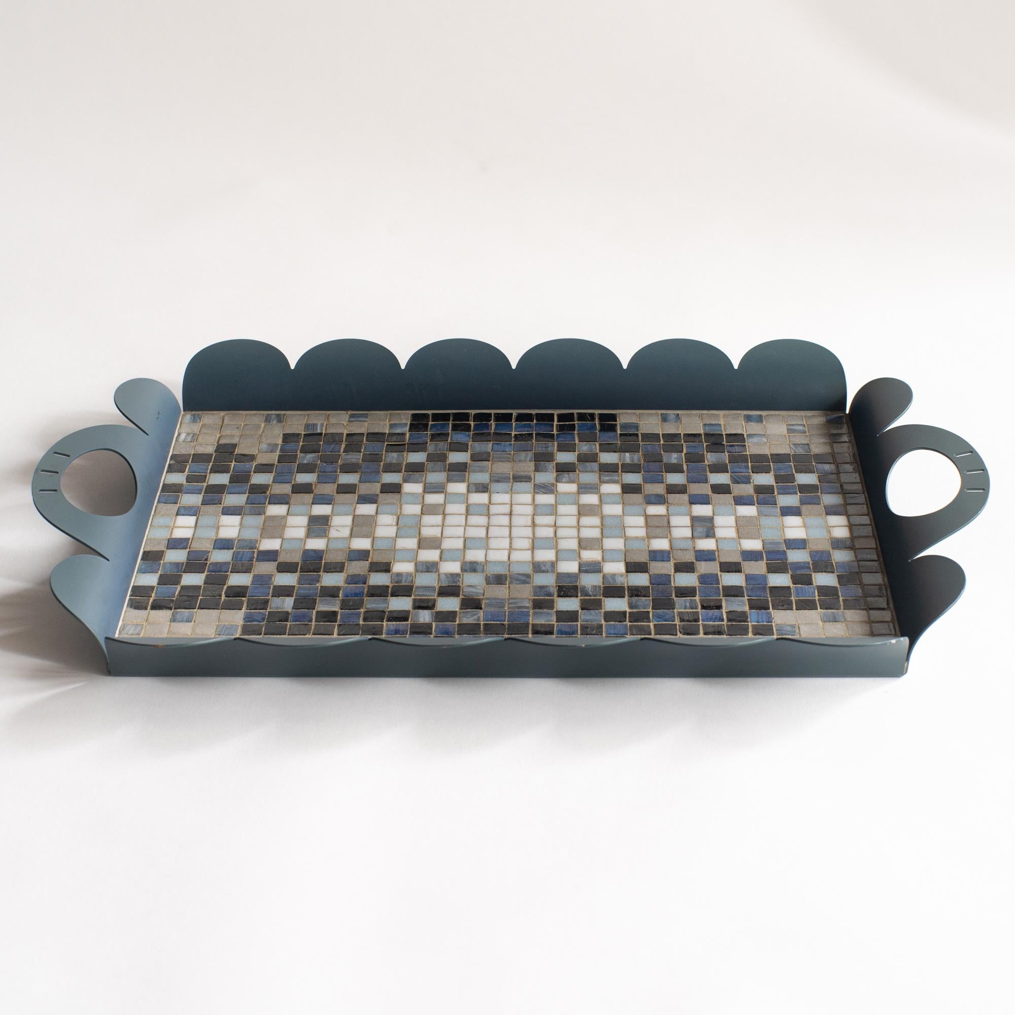 Alessandro Mendini Recinto Jazz tray collaborated with Bisazza glass mosaic.
Limited numbered edition published in 2000.