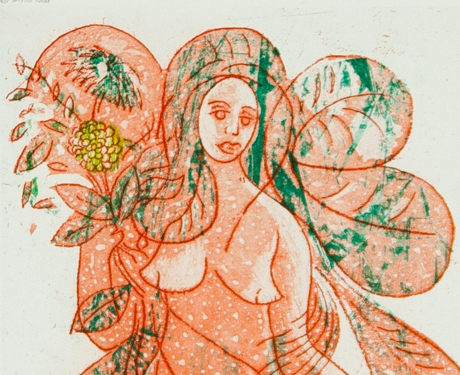 Leaves of Love-Orange Lady Lithographie von Alessandro Nastasio im Angebot 2