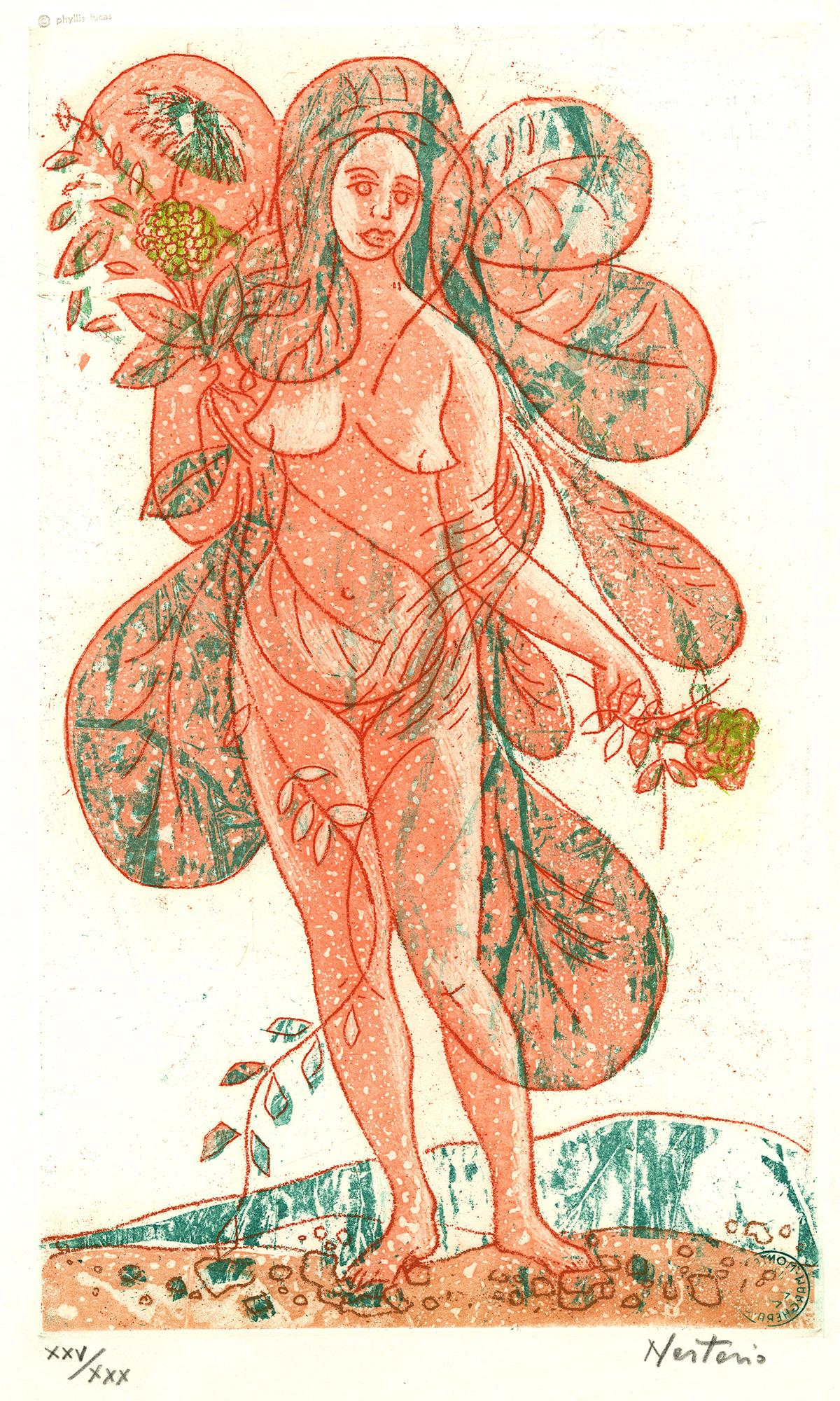 Leaves of Love-Orange Lady plus signed/numbered trial proof after cancellationi) - Print by Alessandro Nastasio