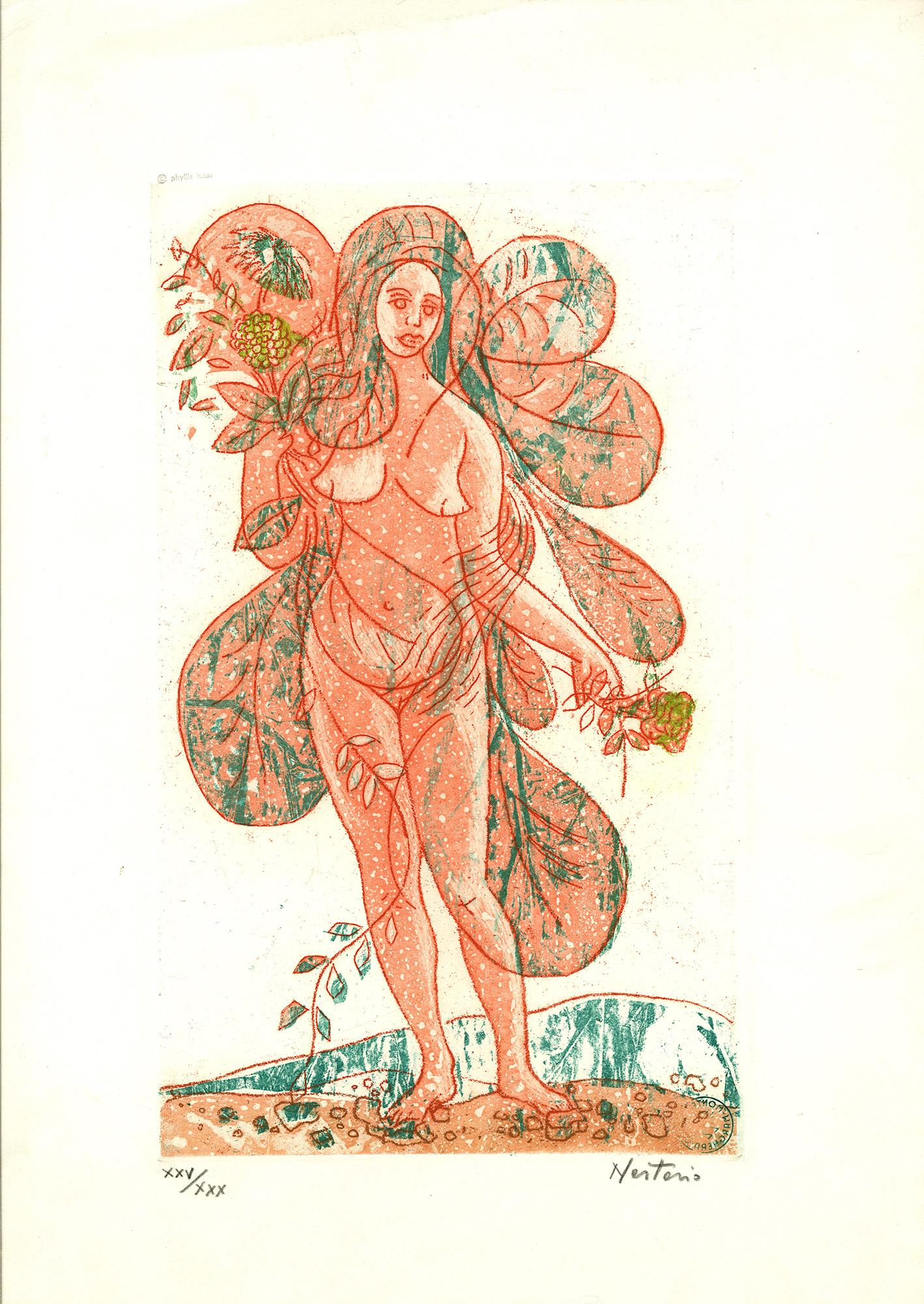 Leaves of Love-Orange Lady plus signed/numbered trial proof after cancellationi) - Beige Nude Print by Alessandro Nastasio