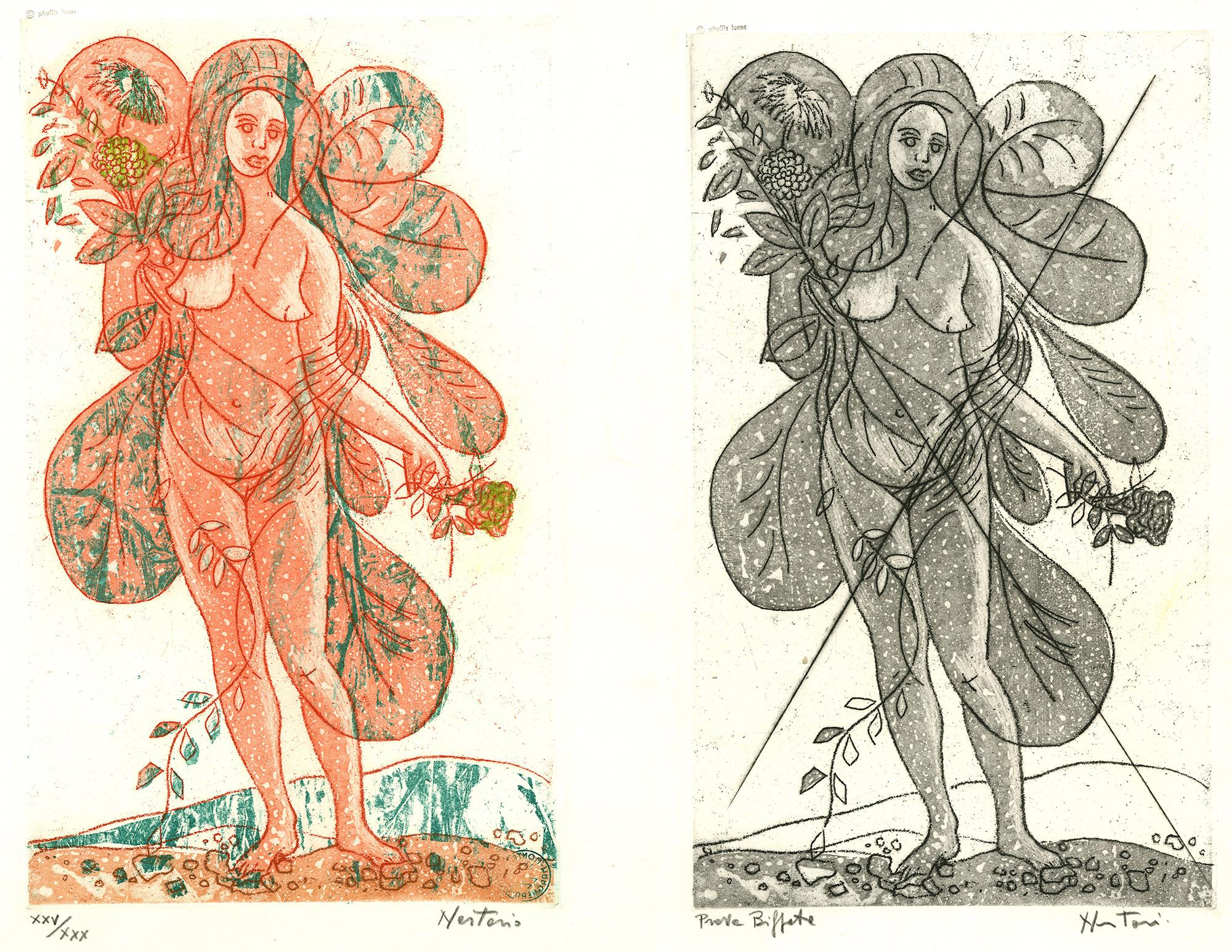 Leaves of Love-Orange Lady plus signed/numbered trial proof after cancellationi)