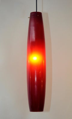 Alessandro Pianon Attributed Red Glass Pendants for Vistosi, Italy 1960s