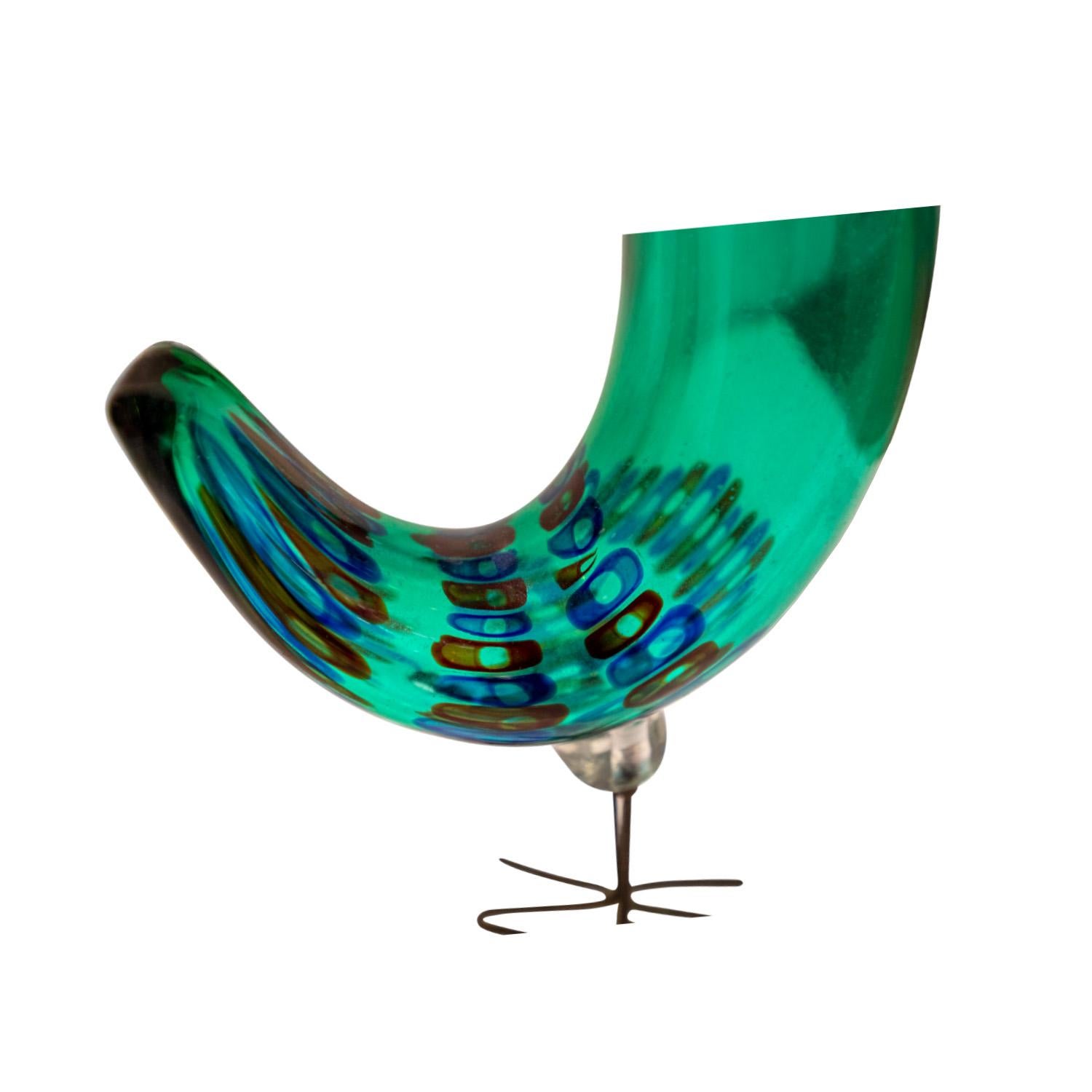 Seltener mundgeblasener Glasvogel von Alessandro Pianon für Vistosi (Murano) 1963 (Italienisch) im Angebot