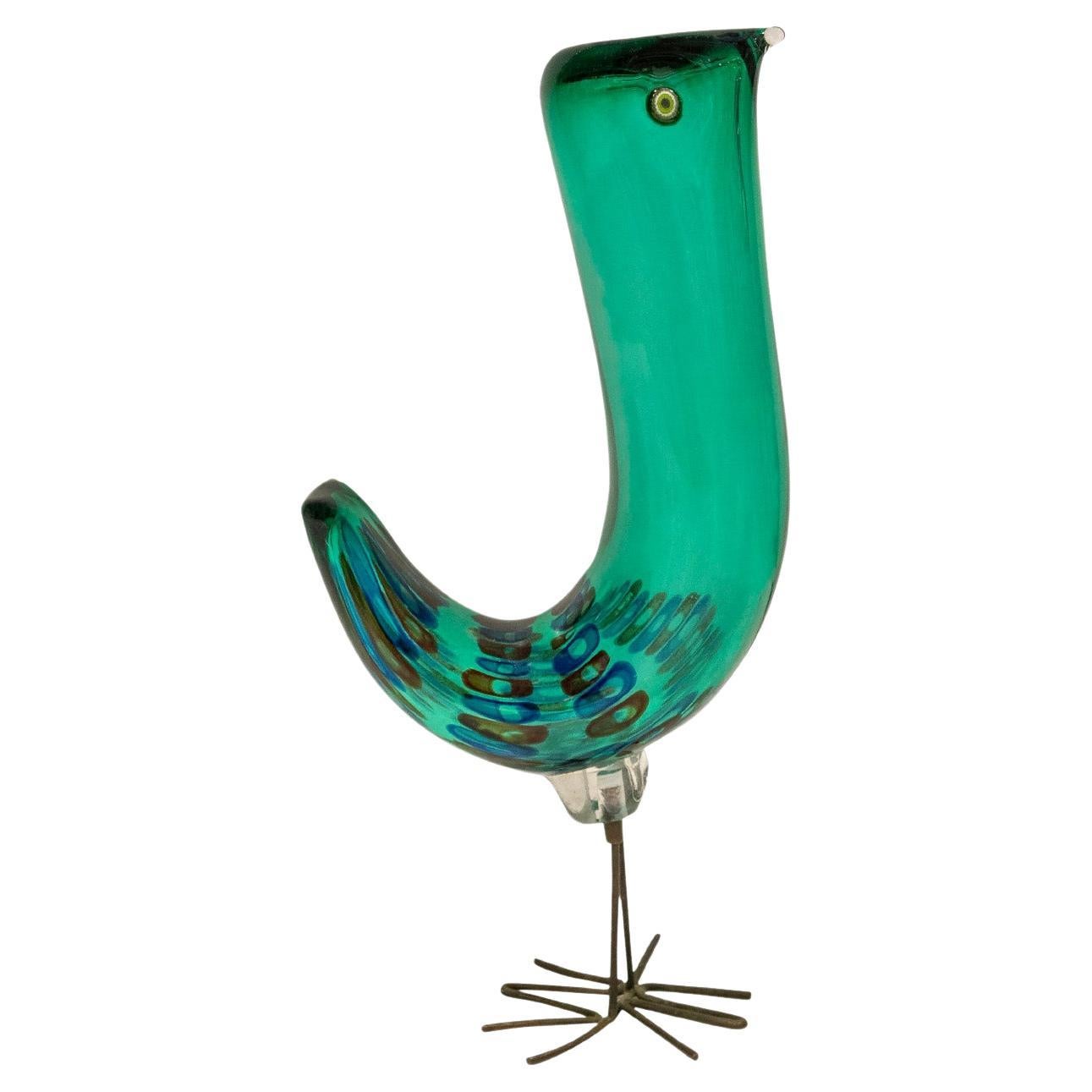 Seltener mundgeblasener Glasvogel von Alessandro Pianon für Vistosi (Murano) 1963 im Angebot