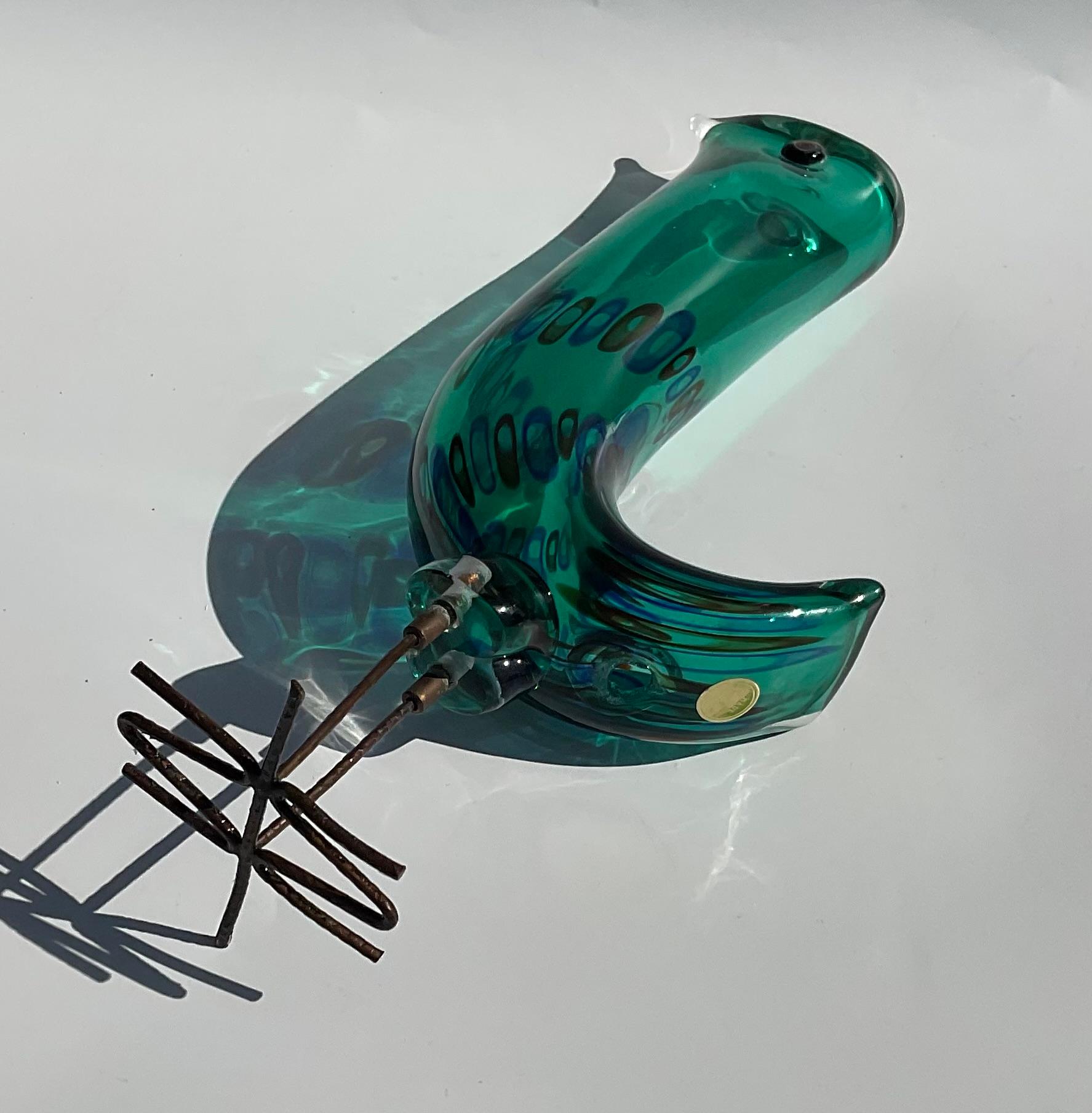Art Glass Alessandro Pianon Vistosi J Bird Pulcino Pulcini Sculpture Copper Legs Murrine 