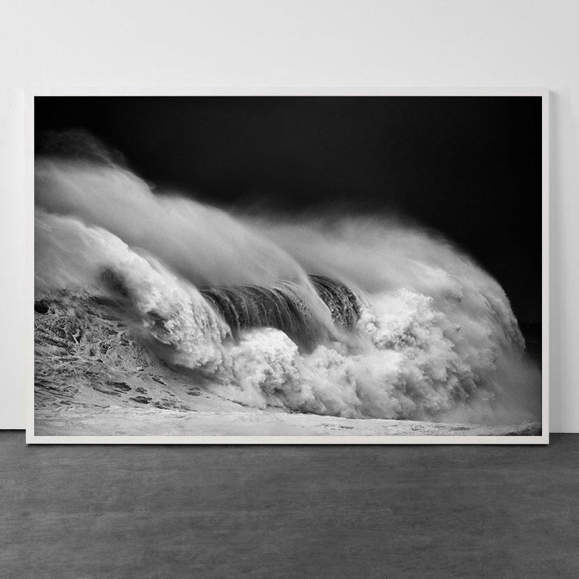 Nazare, Portugal, Waves, Seascape Photography (LARGE FORMAT) - Black Abstract Photograph by Alessandro Puccinelli
