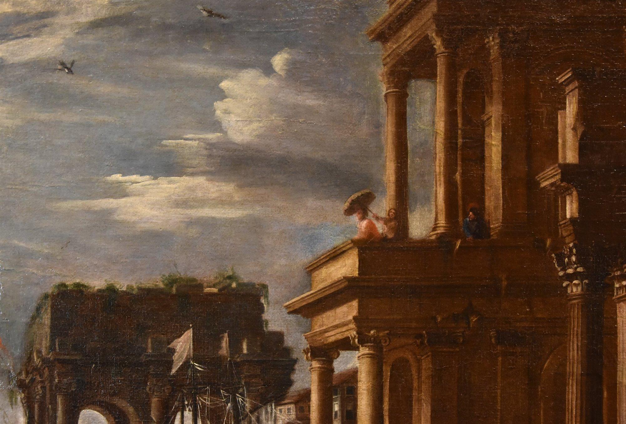 Landschaft Capriccio Salucci Gemälde 17. Jahrhundert Öl auf Leinwand Alter Meister Italien im Angebot 7