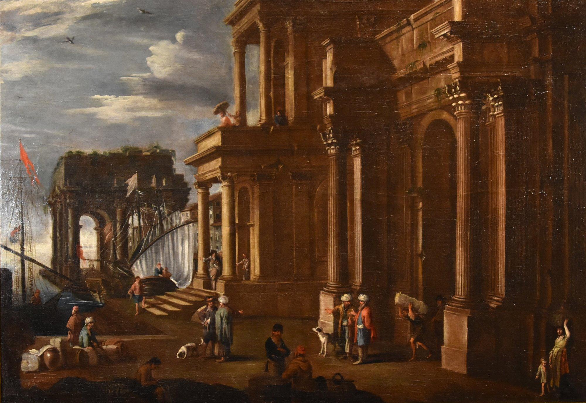 Landschaft Capriccio Salucci Gemälde 17. Jahrhundert Öl auf Leinwand Alter Meister Italien (Alte Meister), Painting, von Alessandro Salucci (Florence, 1590 - Rome, 1657) 