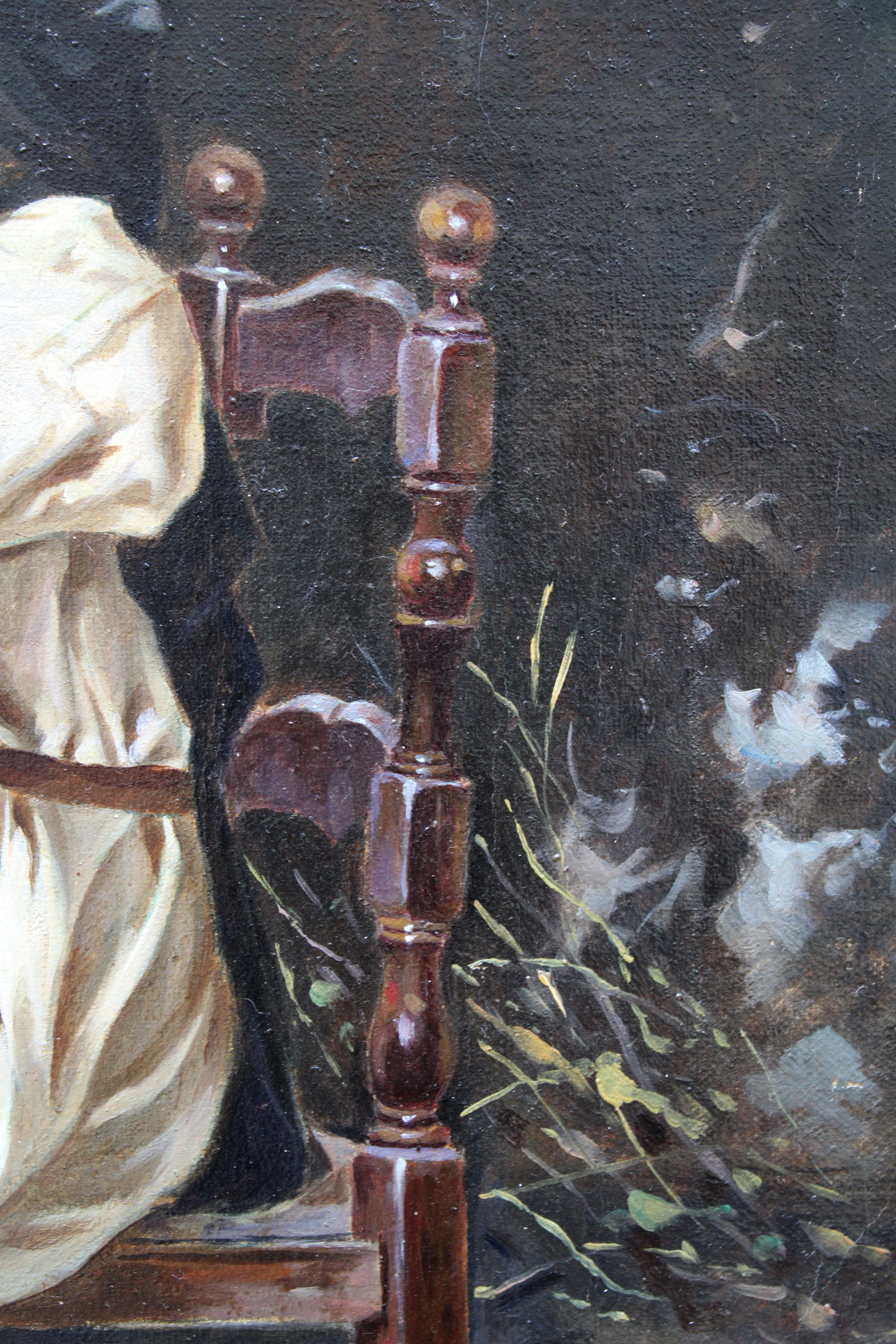 Interior scene. Oil on canvas, 40.5x67 cm For Sale 5