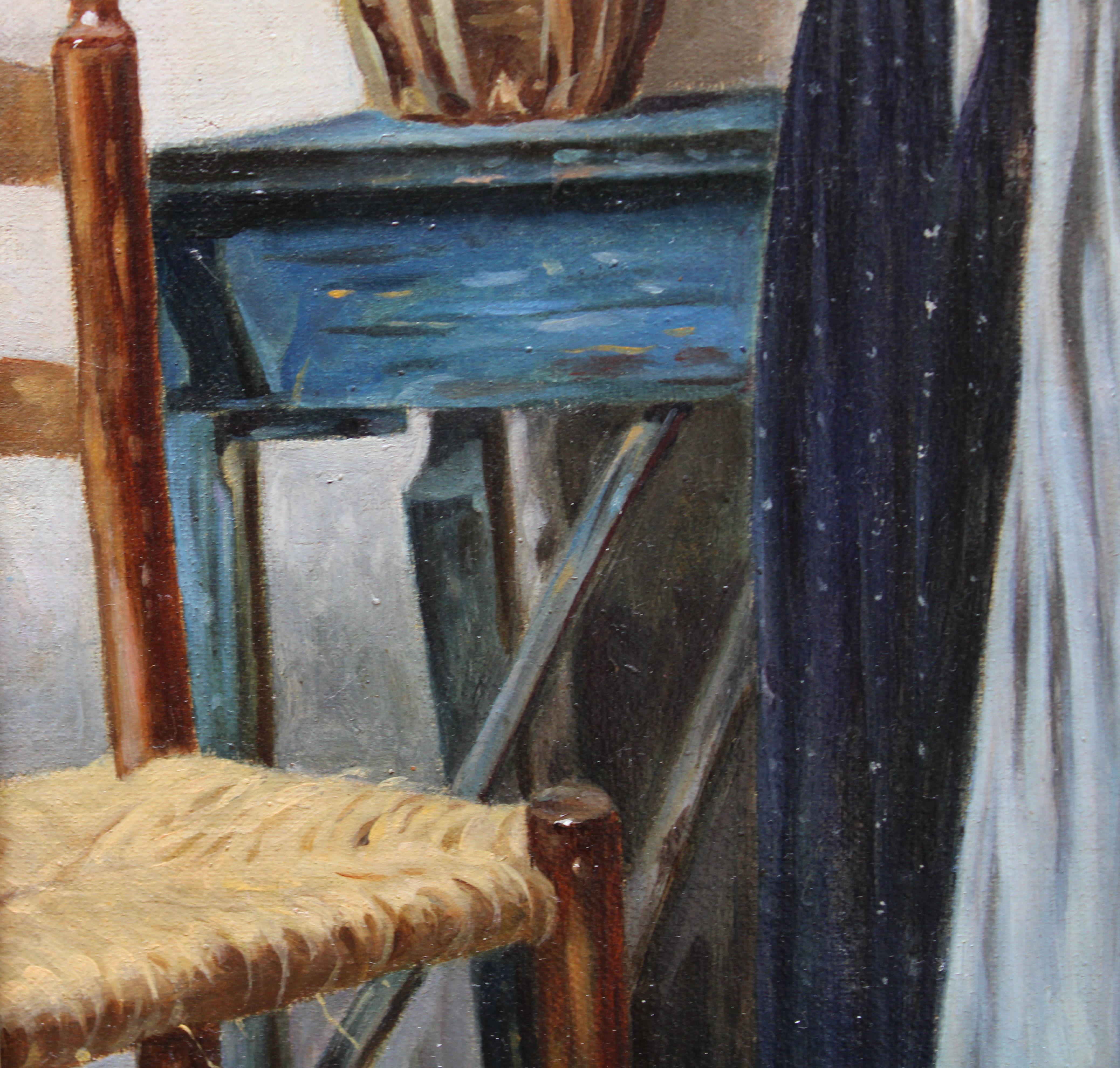 Interior scene. Oil on canvas, 40.5x67 cm For Sale 1