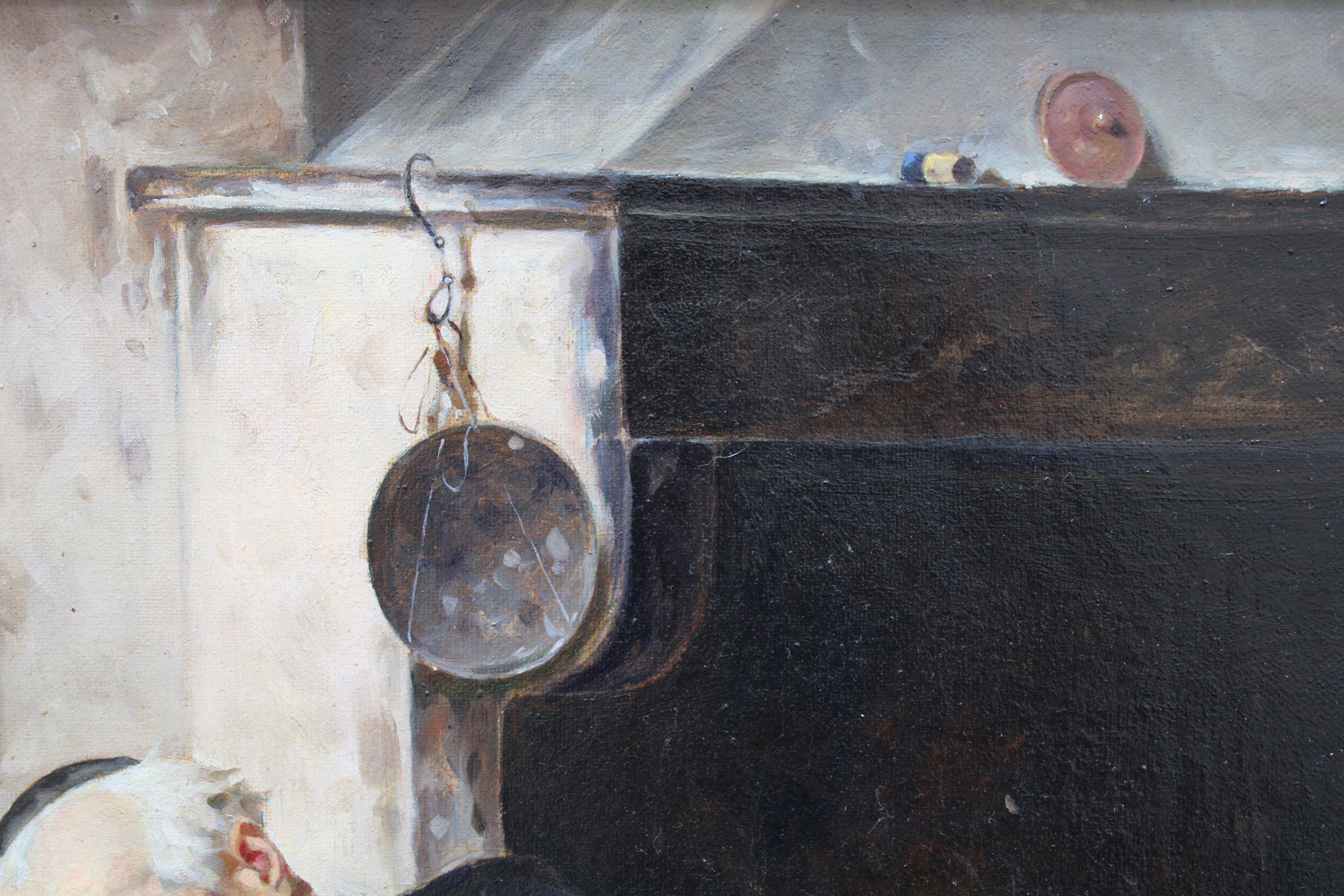 Interior scene. Oil on canvas, 40.5x67 cm For Sale 4