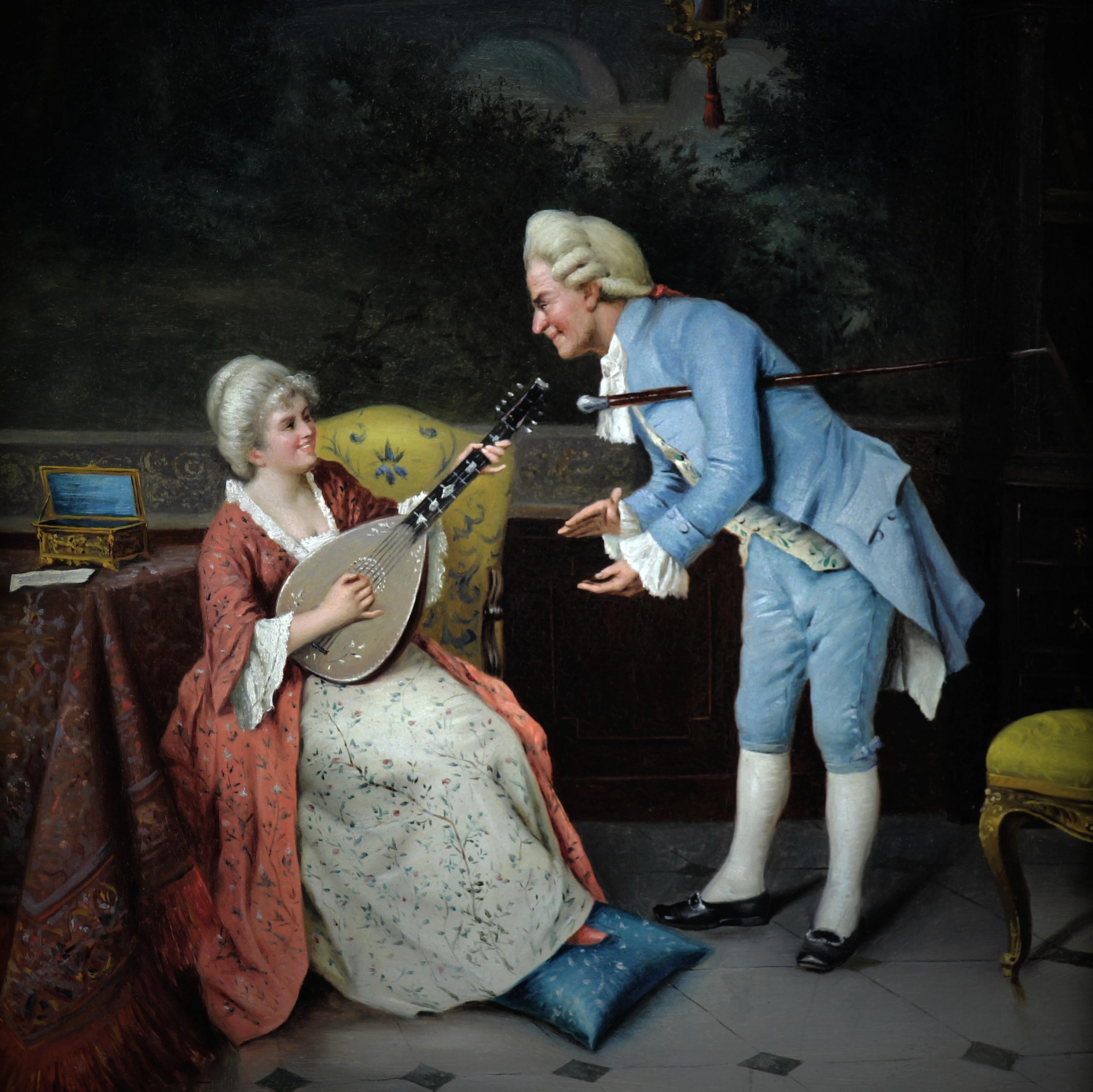 Une agréable sérénade italienne à l'huile sur toile d'Alessandro Sani, 19ème siècle en vente 2