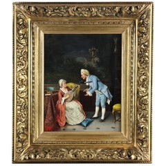 A pleasant serenade Italian oil painting on canvas by Alessandro Sani 19Th c.