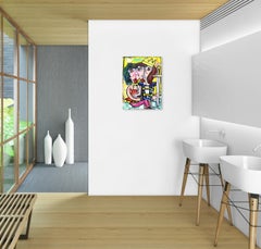 L'Interesse - Original Figurative Cubist Painting on Canvas