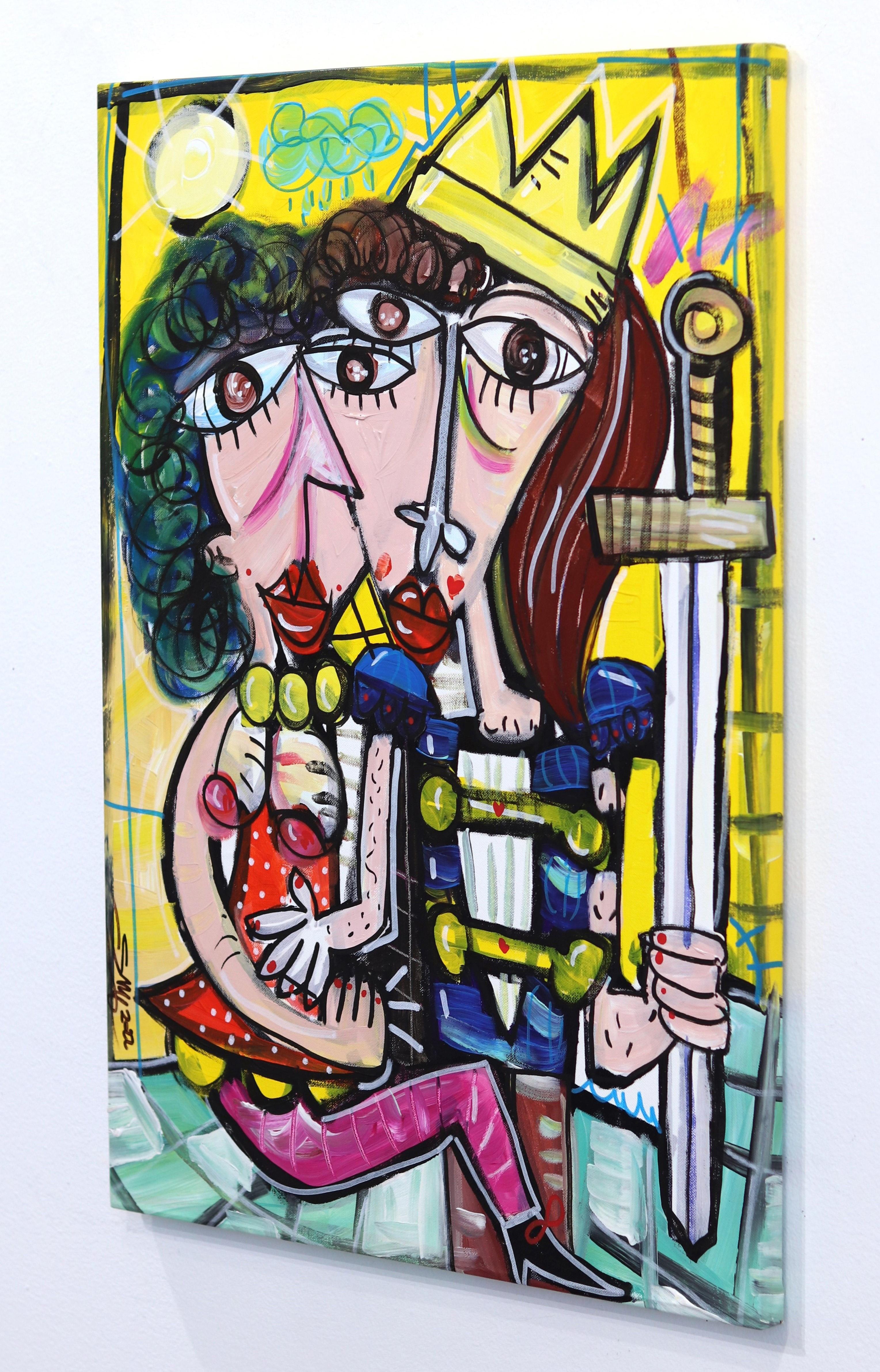 L'Interesse - Pintura Cubista Figurativa Original sobre Lienzo en venta 2