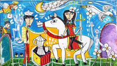 Margherita Nel Campo Di Margherite - Œuvre d'art cubiste, figurative et abstraite aux couleurs vives