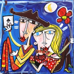 Niente Di Piu - Peinture originale, colorée, abstraite, figurative et cubiste sur toile