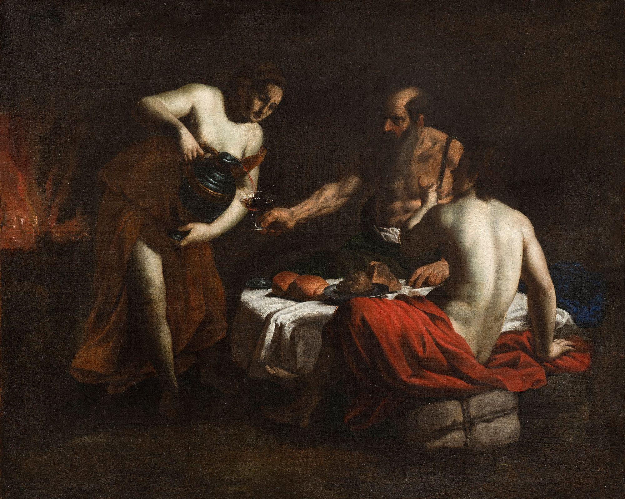 Lot and his daughters - Alessandro Turchi (1578 - 1649) For Sale 1