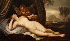 Venus Cupid, Varotari Padovanino Paint 17th Century Oil on canvas Old master Art