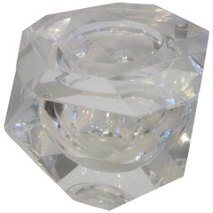 Alessendro Albrizzi Faceted Lucite Ice Bucket or Candy Container
