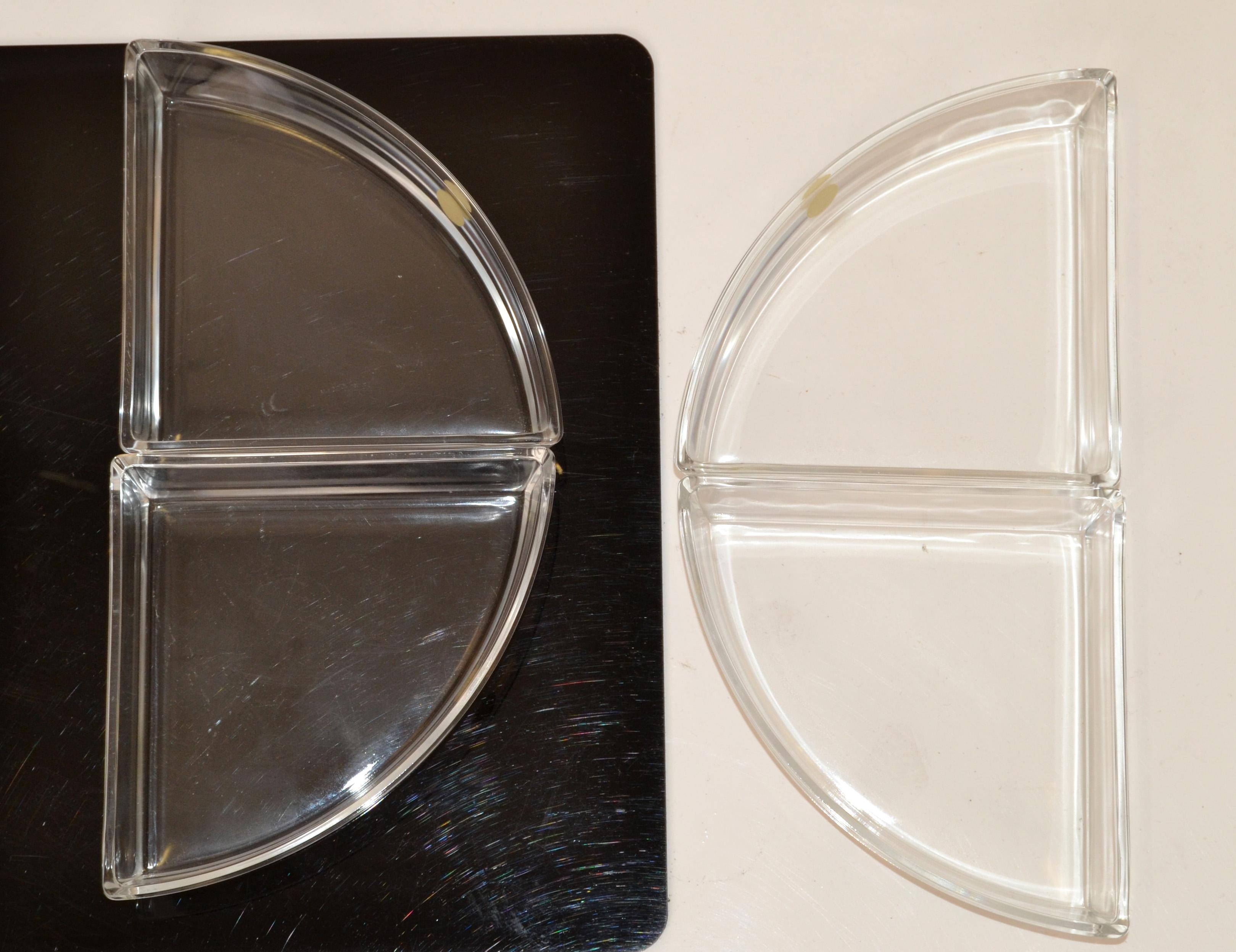 Alessi Servicio de Entremeses 4 Piezas Cristal Diseñado Ettore Sottsass Moderno de mediados de siglo en venta