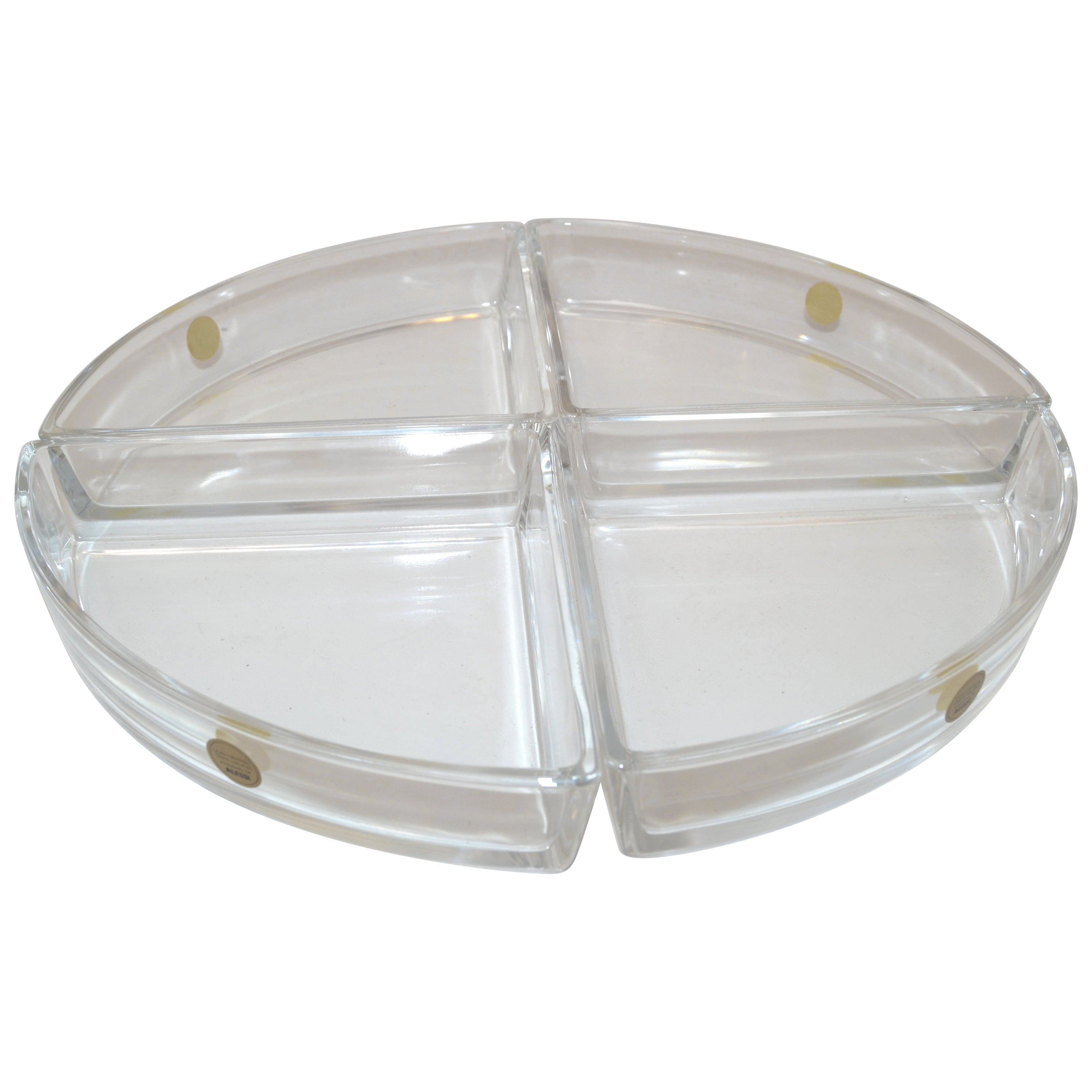 Alessi 4 Parts Hors d'oeuvres Service Crystal Glass Designed Ettore Sottsass
