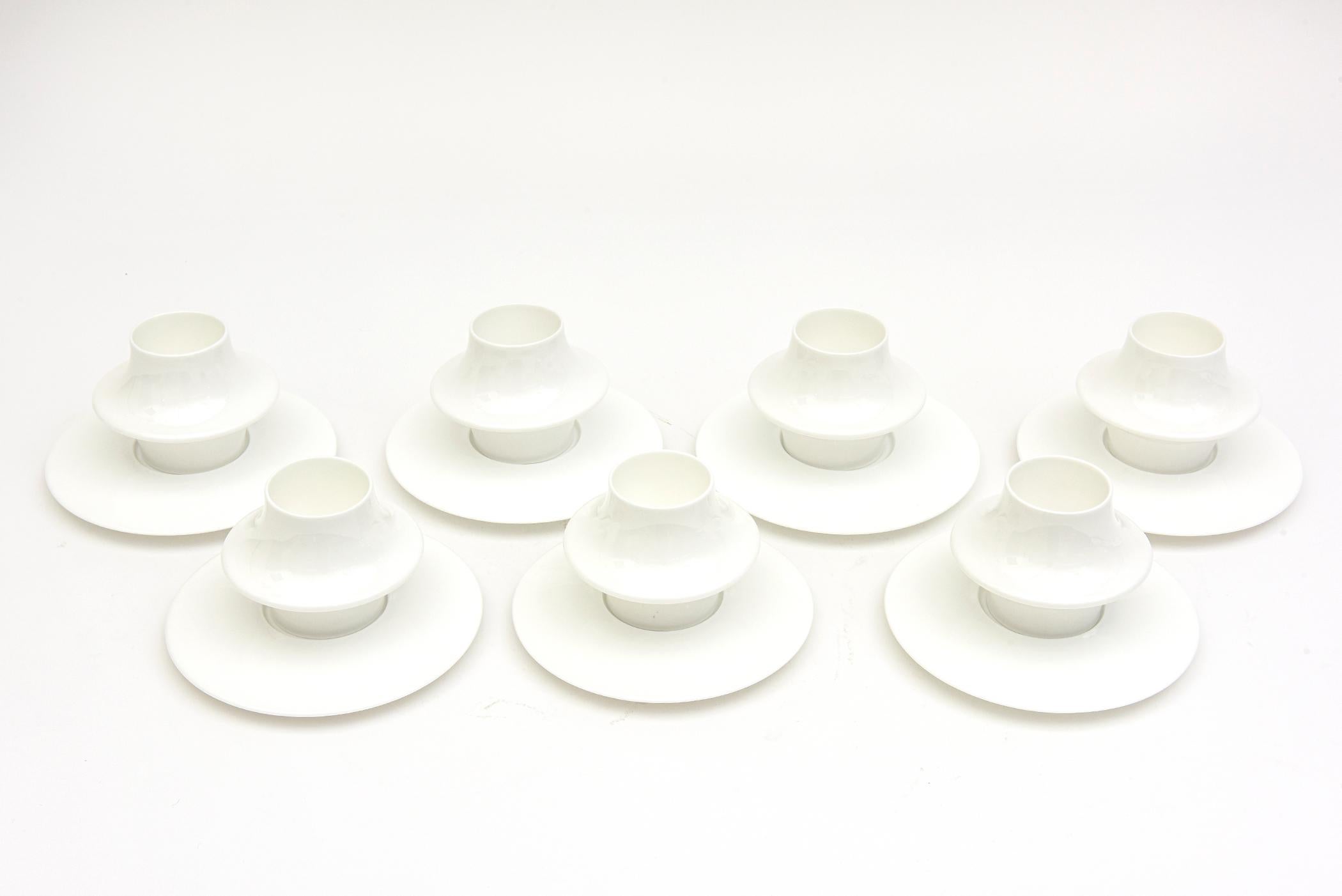 Alessi Bone China Tom Kovac Modernist Sculptural Expresso Cups with Saucers S/7 4