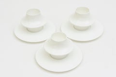 Alessi Bone China Tom Kovac Modernist Sculptural Expresso Cups with Saucers S/7